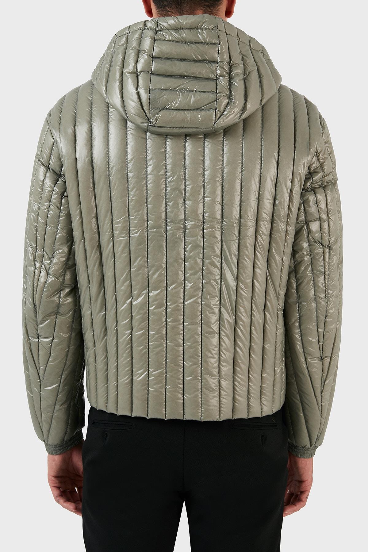 Emporio Armani Emporıo Armani Erkek Kapşonlu Yaka Marka Detaylı Fermuarlı Şişme Yeşil2 Mont 6R1B79 1NKZZ-0606