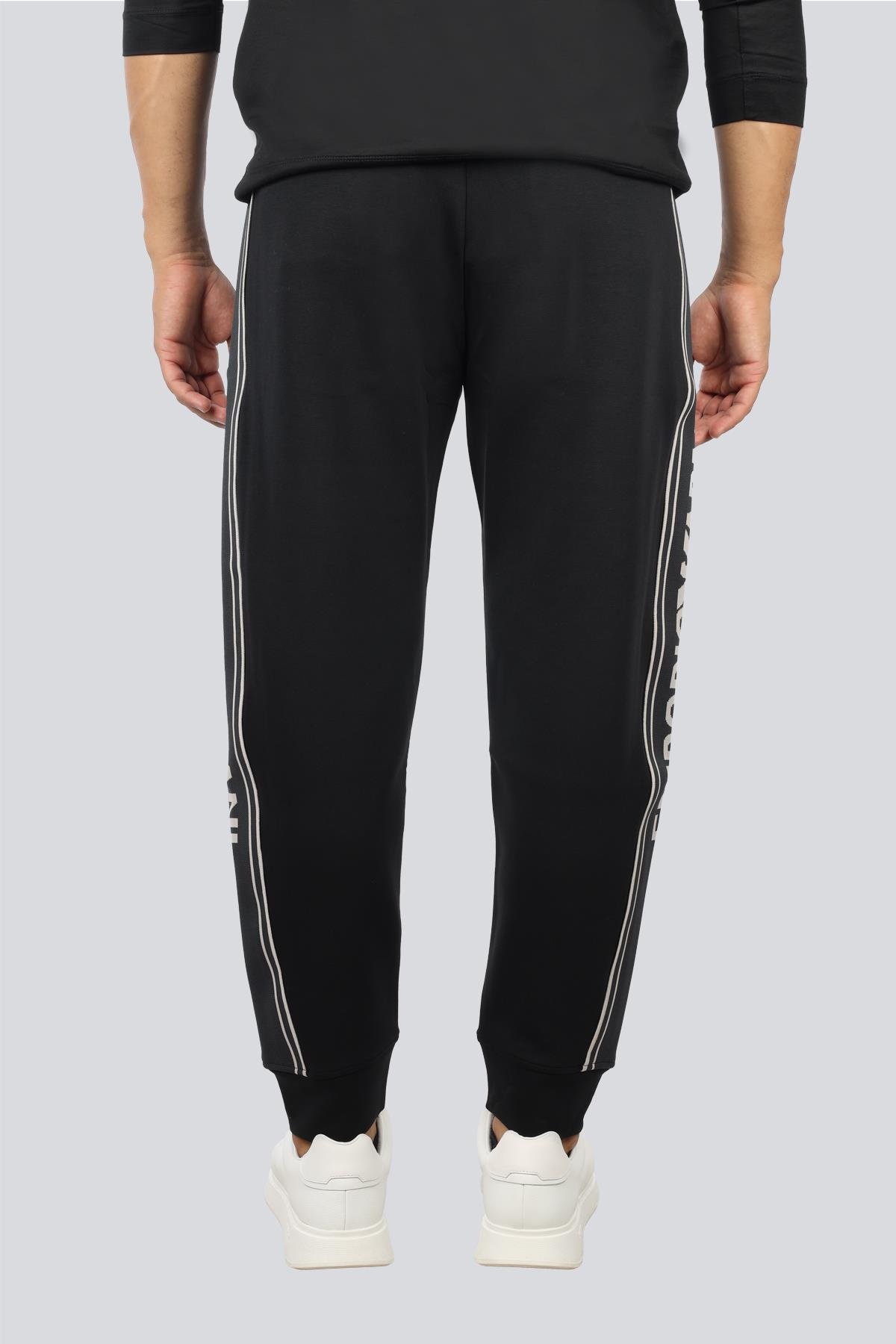 Emporio Armani Emporıo Armani Erkek Lastikli Bağcıklı Bel Yanlarda Logo Şeritleri Siyah Pantolon EM002914 AF10013-UC001