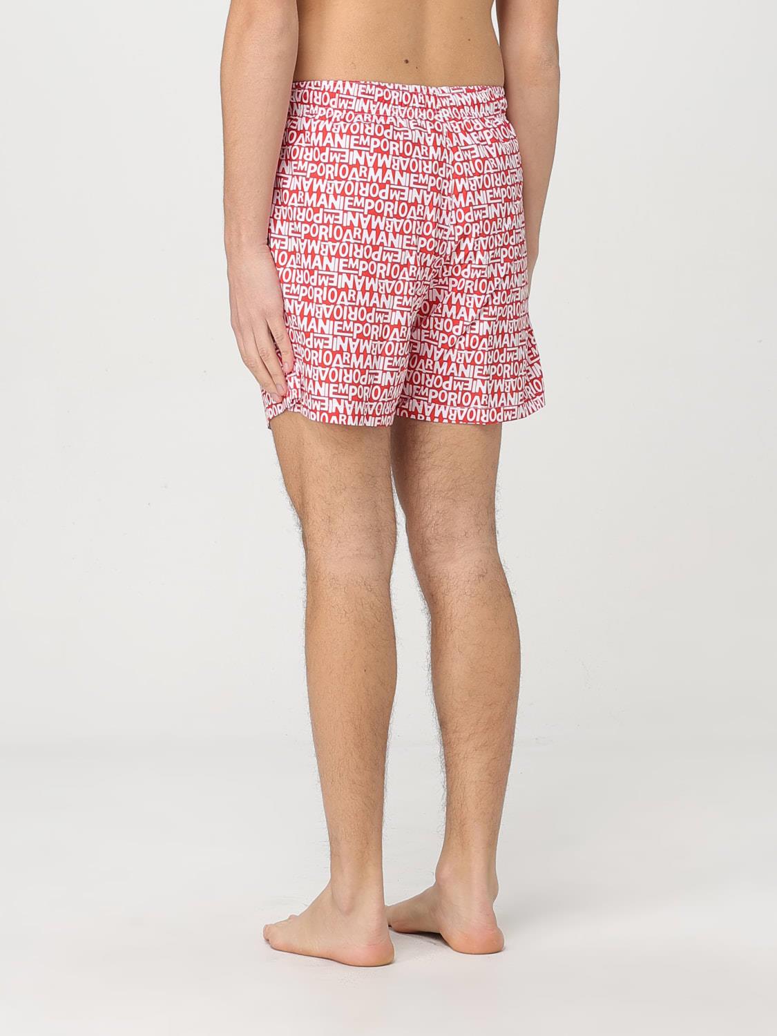 EMPORIO ARMANI Emporıo Armani Erkek Lastikli Bağlamalı Bel Kısa Boy Marka Yazı Desen Kırmızı Beyaz Mayo EM000583 AF12343-F5006