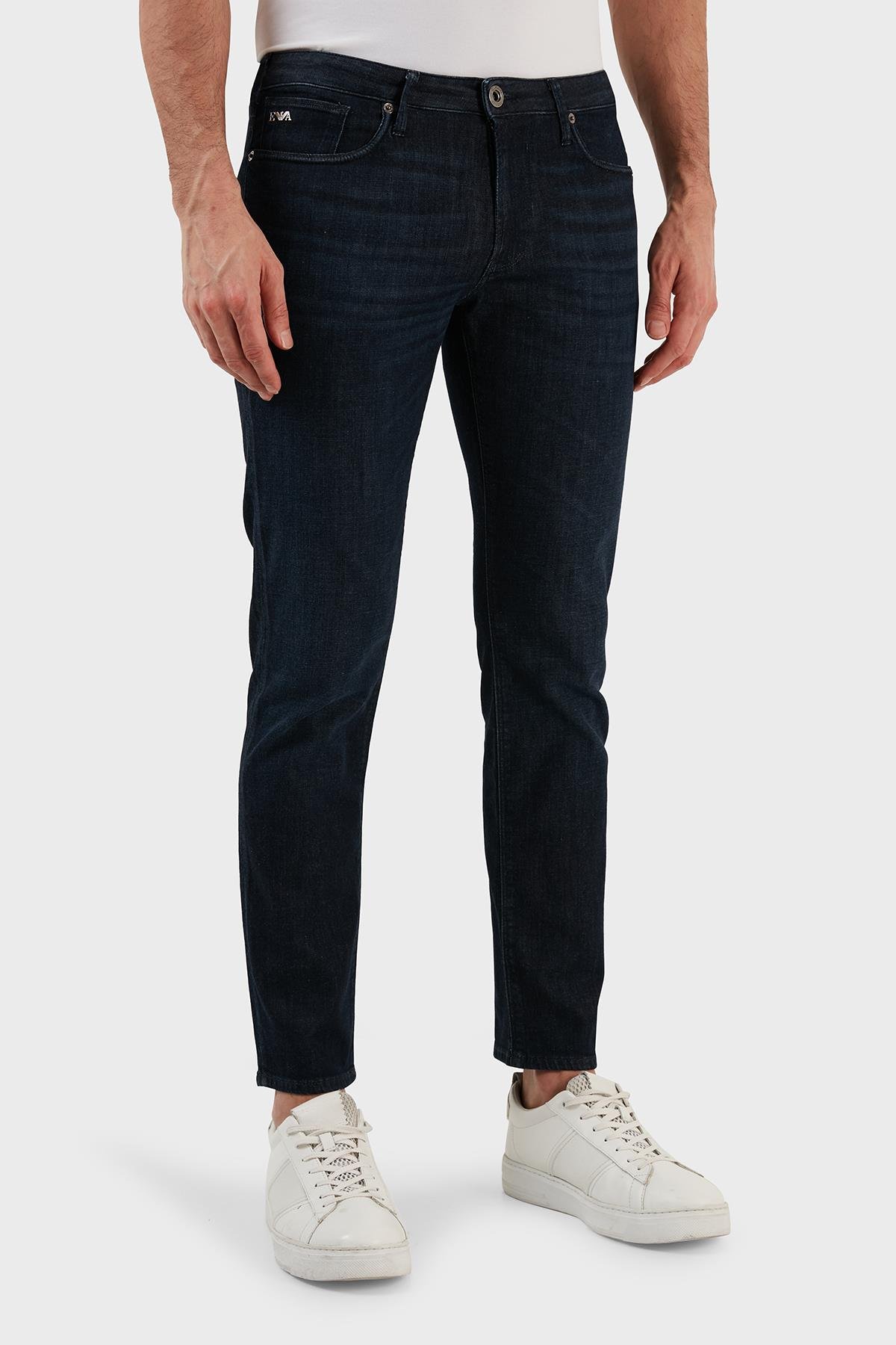 Emporio Armani Emporıo Armani Erkek Logolu 5 Cepli Denim Mavi Jeans 3R1J06 1D16Z-0941