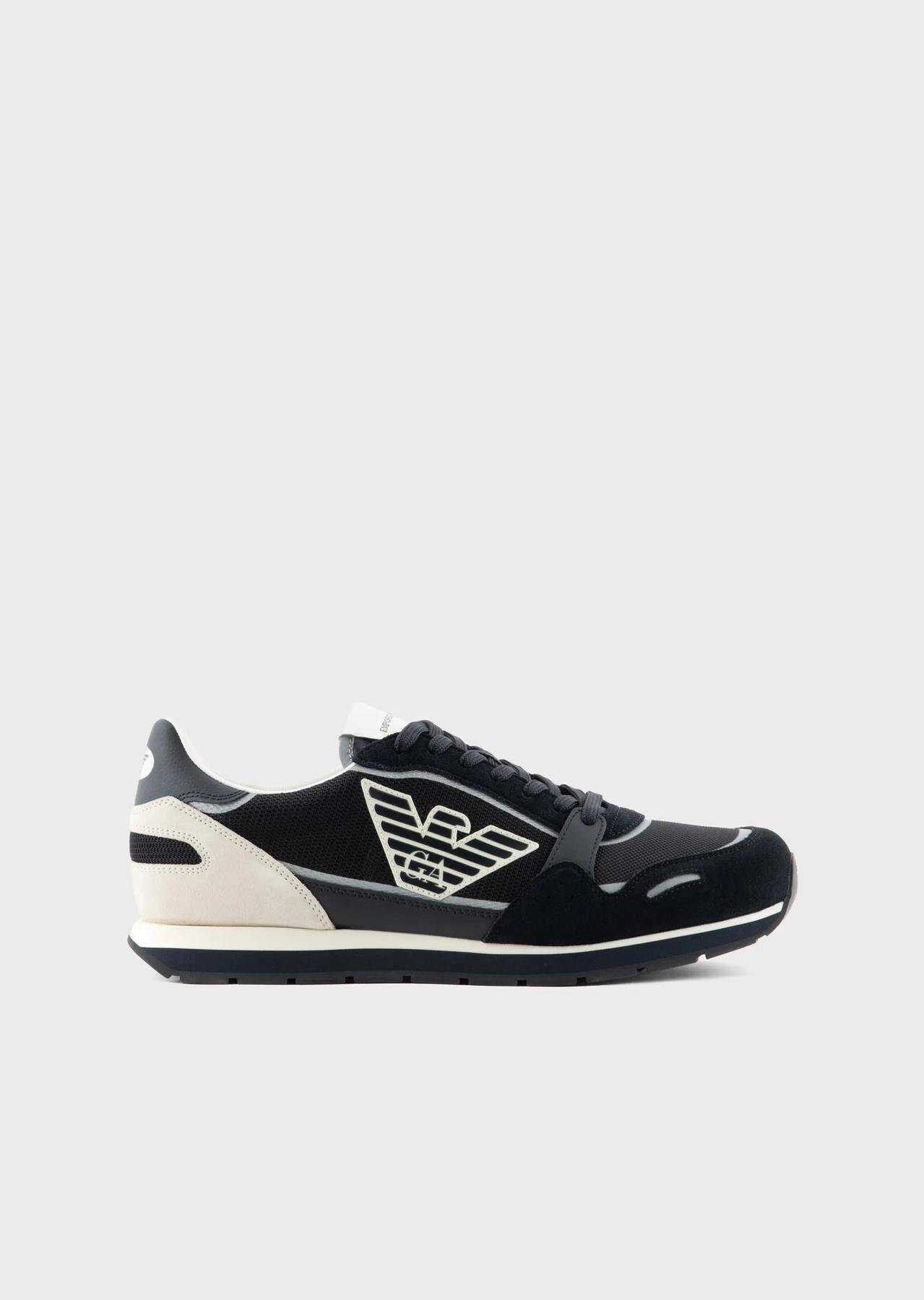 Emporio Armani Emporıo Armani Erkek Logolu Normal Kalıp Bağcıklı Günlük Siyah-Beyaz Sneaker X4X537 XN730-T409