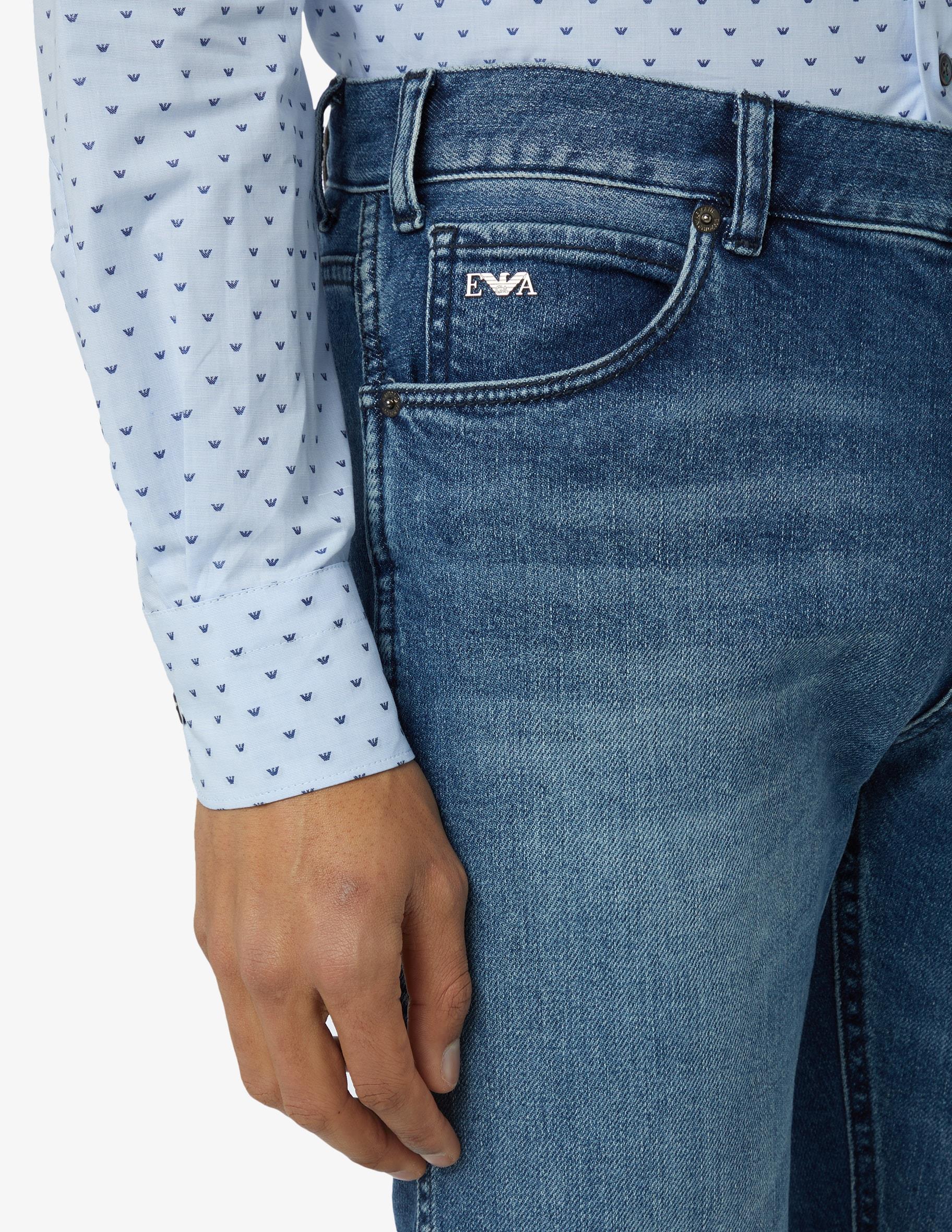 Emporio Armani Emporıo Armani Erkek Logolu 5 Cepli Denim Mavi Jeans 3R1J16 1D0FZ-0942