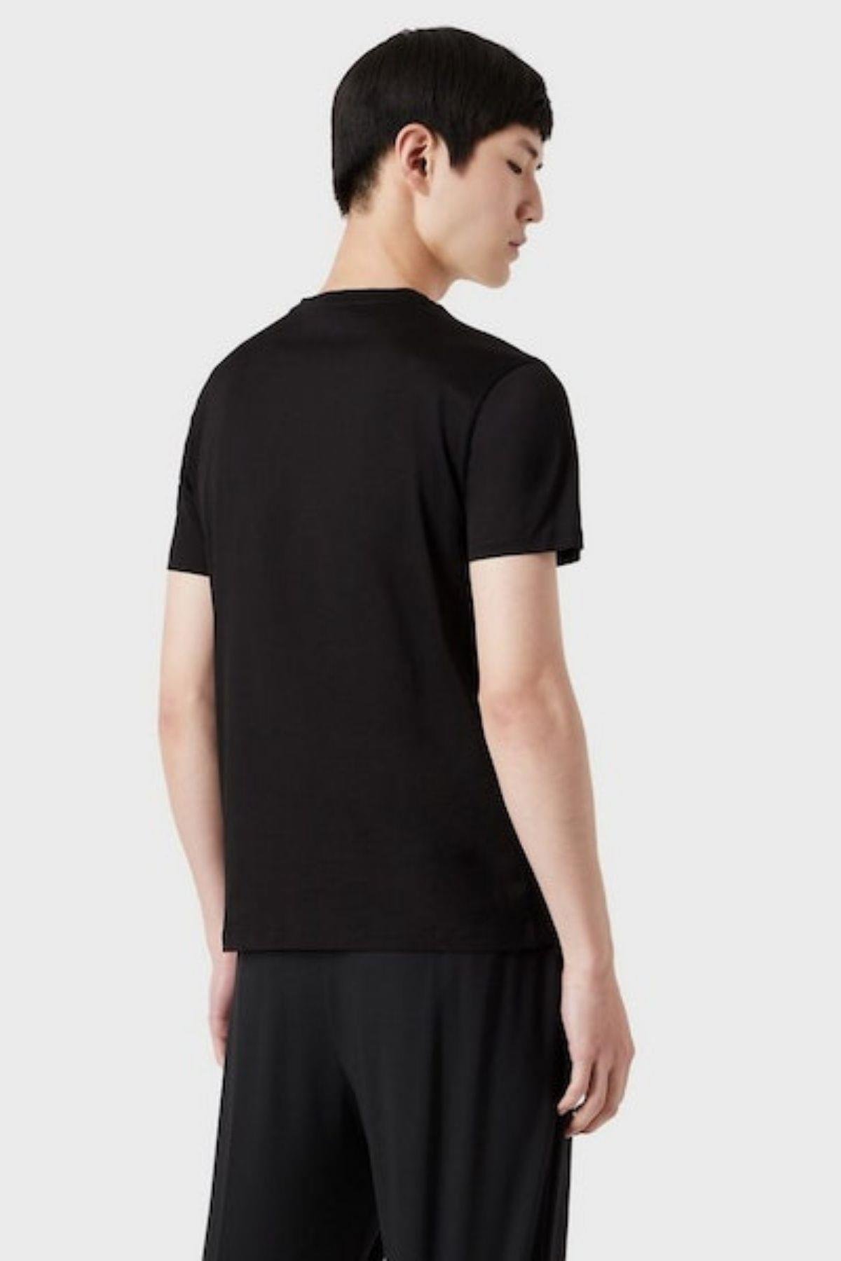 Emporio Armani Emporıo Armani Erkek Logolu Kısa Kollu Pamuklu Siyah T-Shirt 8N1T84 1JQ3Z-0999