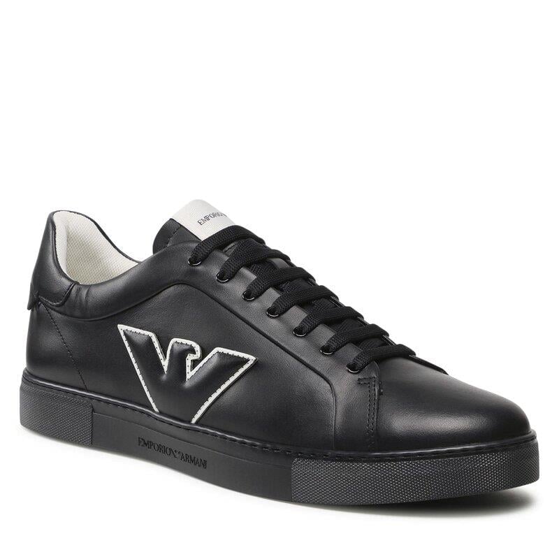 Emporio Armani Emporıo Armani Erkek Logolu Bağcıklı Günlük Kullanım Siyah Sneaker X4X598 XN633-K001