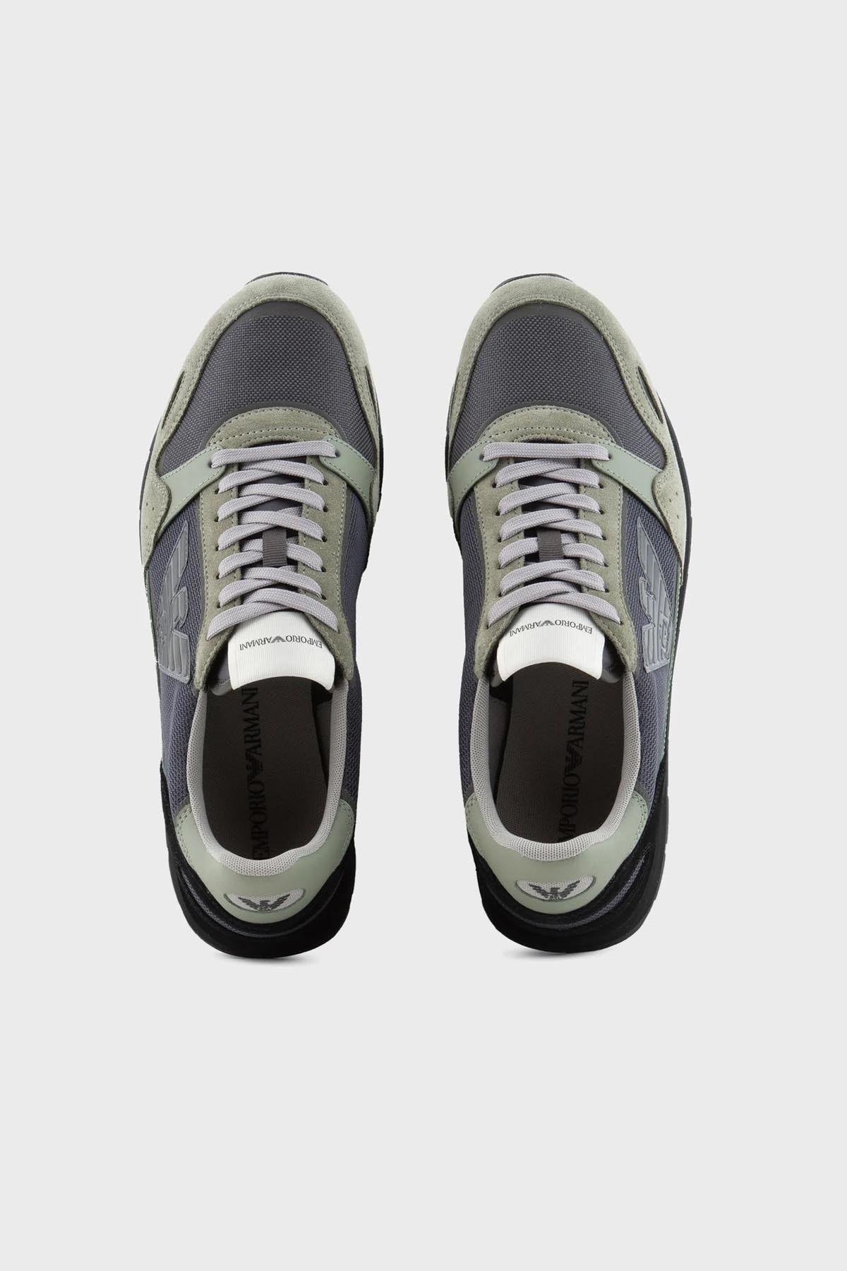 Emporio Armani Emporıo Armani Erkek Logolu Normal Kalıp Bağcıklı Günlük Gri Sneaker X4X537 XN730-T084