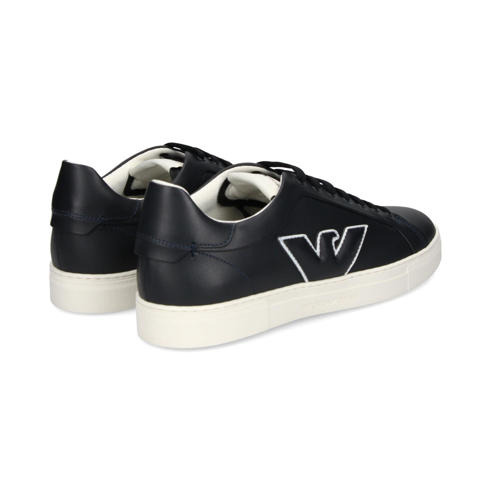 Emporio Armani Emporıo Armani Erkek Logolu Bağcıklı Günlük Kullanım Lacivert-Beyaz Sneaker X4X598 XN633-K568