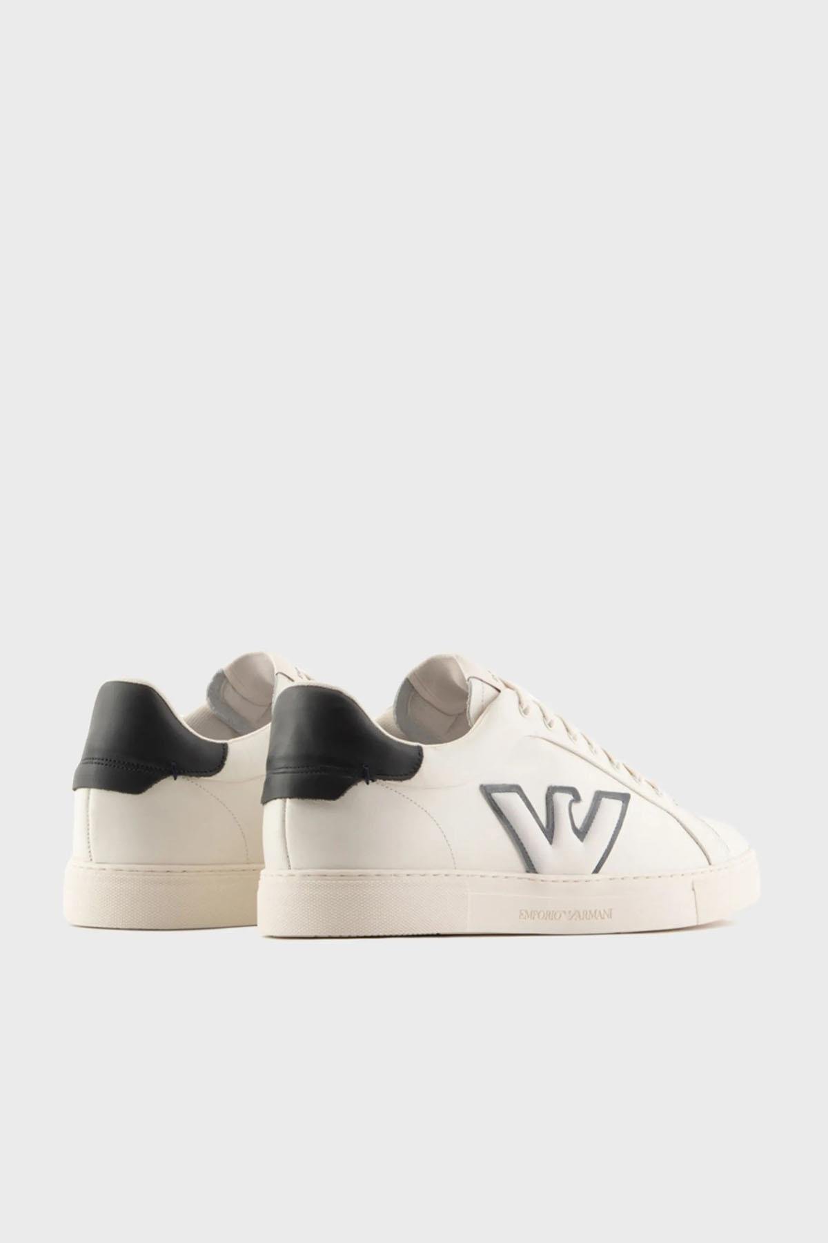 Emporio Armani Emporıo Armani Erkek Logolu Bağcıklı Günlük Kullanım Beyaz-Lacivert Sneaker X4X598 XN633-N481