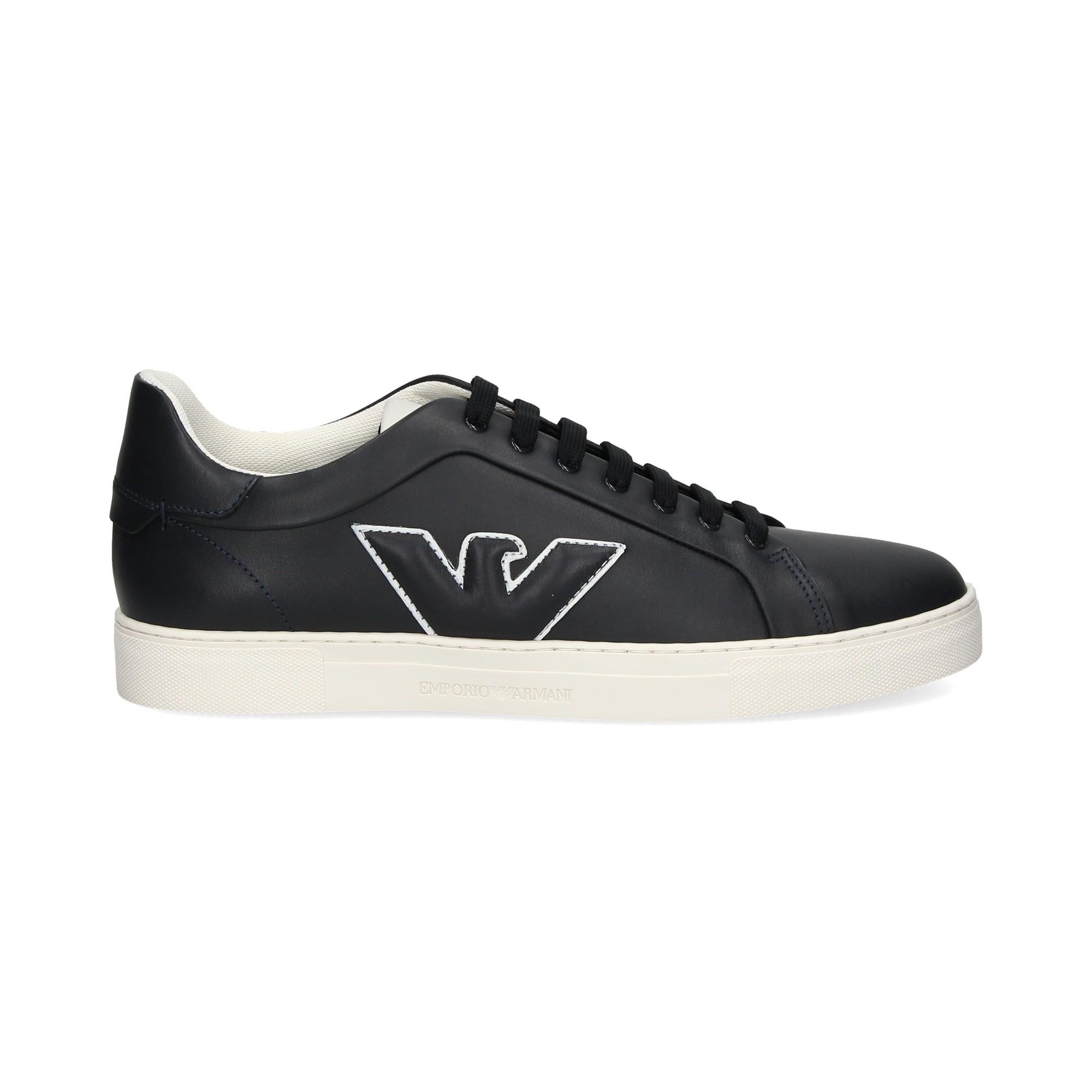 Emporio Armani Emporıo Armani Erkek Logolu Bağcıklı Günlük Kullanım Lacivert-Beyaz Sneaker X4X598 XN633-K568