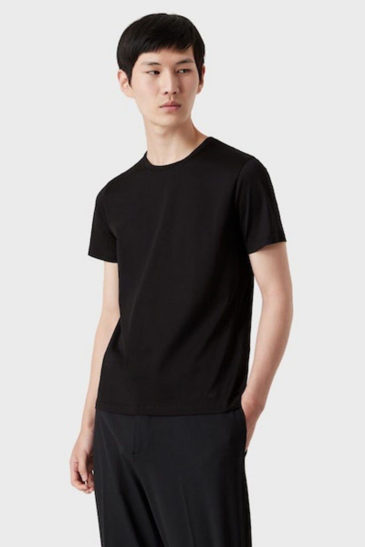 Emporio Armani Emporıo Armani Erkek Logolu Kısa Kollu Pamuklu Siyah T-Shirt 8N1T84 1JQ3Z-0999