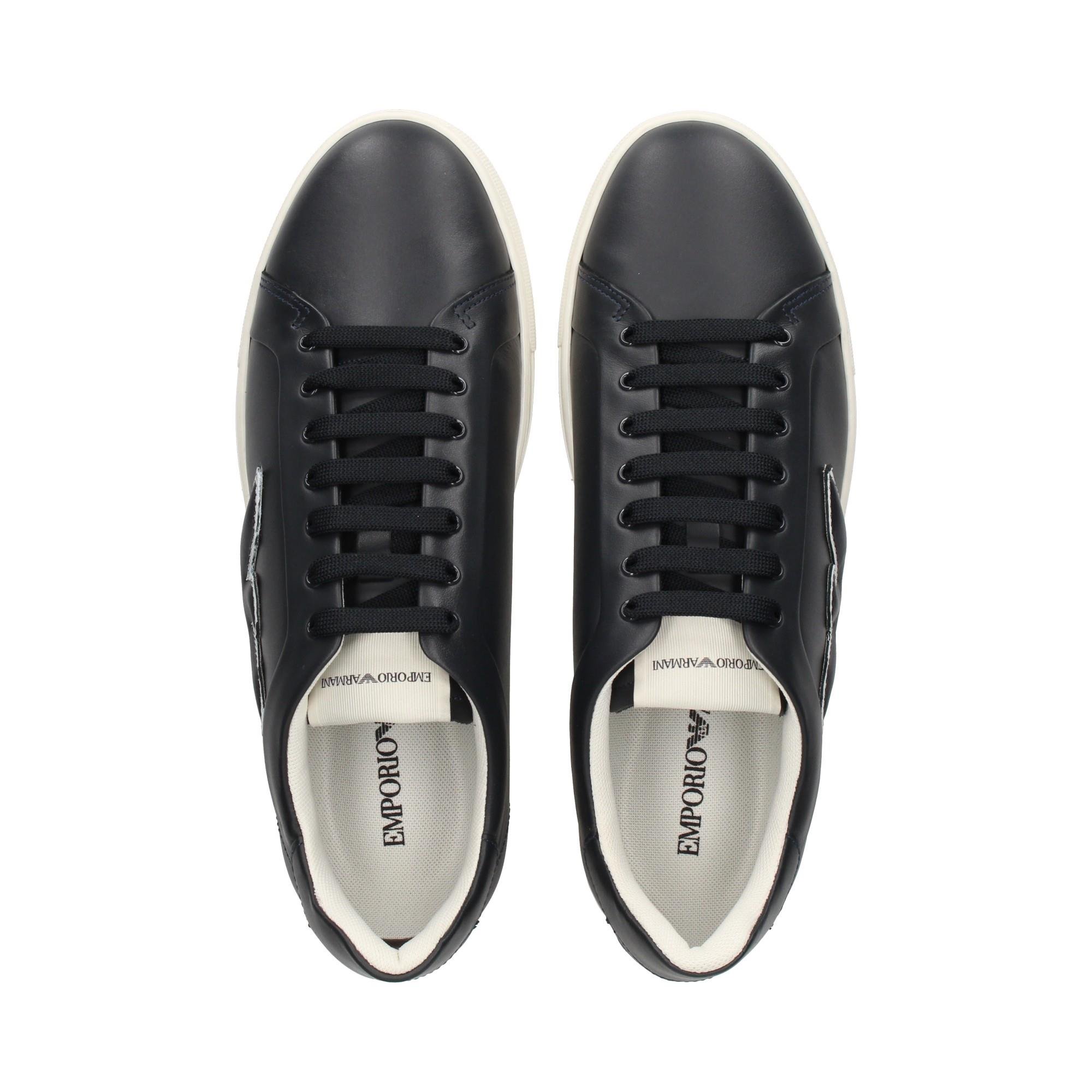 Emporio Armani Emporıo Armani Erkek Logolu Bağcıklı Günlük Kullanım Lacivert-Beyaz Sneaker X4X598 XN633-K568