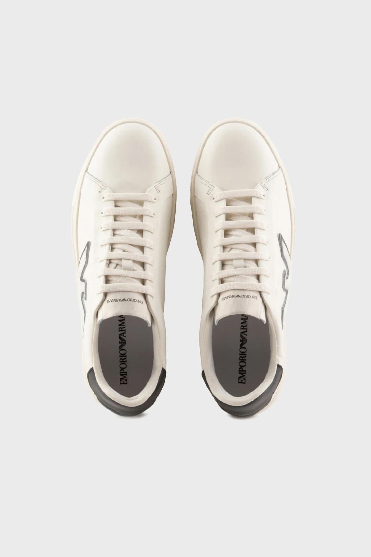 Emporio Armani Emporıo Armani Erkek Logolu Bağcıklı Günlük Kullanım Beyaz-Lacivert Sneaker X4X598 XN633-N481