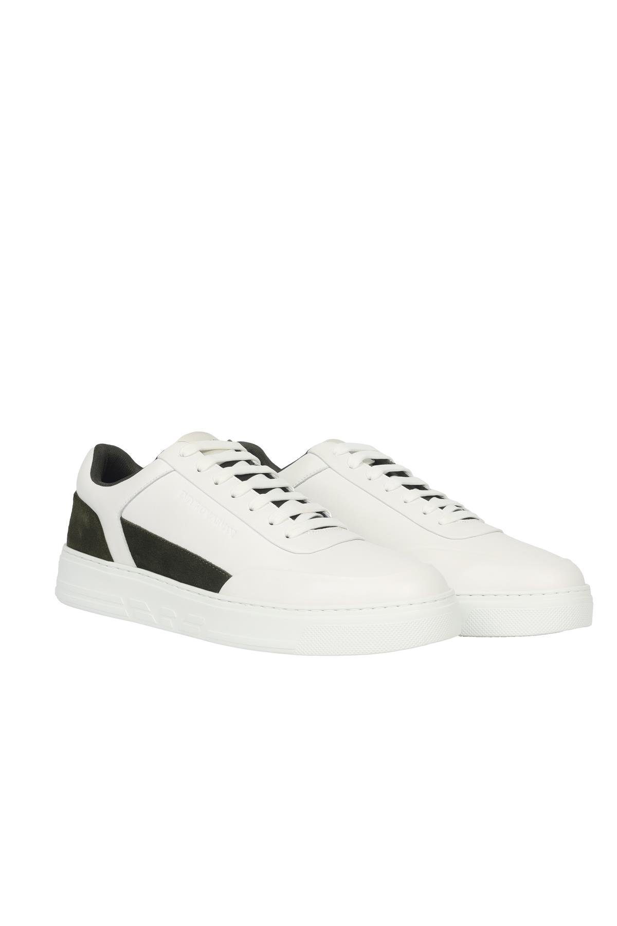 Emporio Armani Emporıo Armani Erkek Marka Logolu Bağcıklı Kaydırmaz Tabanlı Günlük Beyaz Sneaker X4X645 XN958-T439