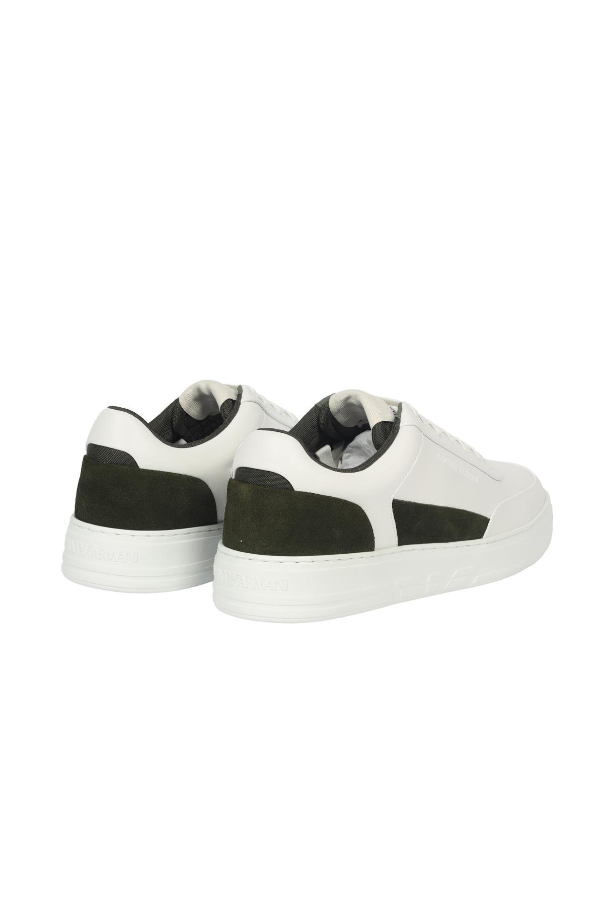 Emporio Armani Emporıo Armani Erkek Marka Logolu Bağcıklı Kaydırmaz Tabanlı Günlük Beyaz Sneaker X4X645 XN958-T439