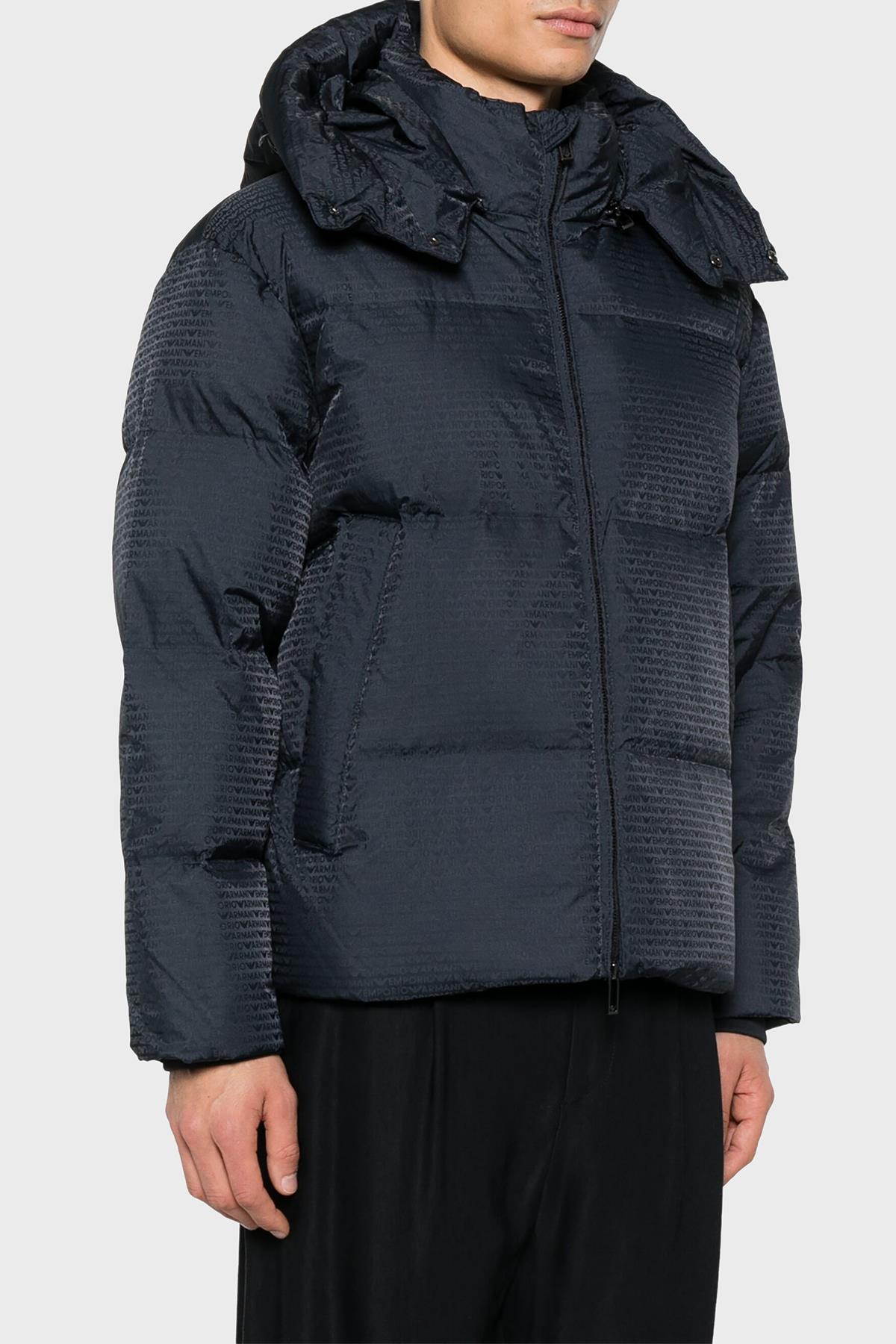 Emporio Armani Emporıo Armani Erkek Marka Logo Baskılı Kapüşonlu Uzun Kollu Lacivert Mont 6D1BC3 1NNXZ-0920