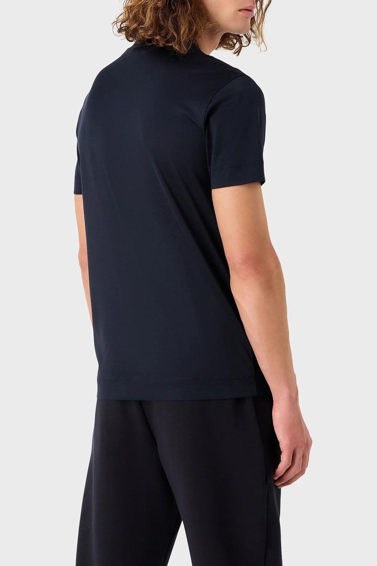 Emporio Armani Emporıo Armani Erkek Marka Logolu Kısa Kollu Polo Yaka Slim Lacivert T-Shirt 8N1TF5 1JUVZ-0920