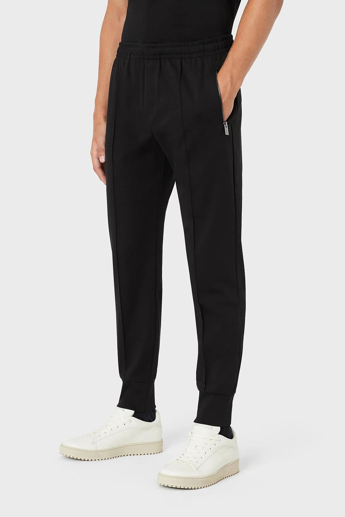 EMPORIO ARMANI Emporıo Armani Erkek Marka Logo Detaylı Lastik Bel ve Bilek Siyah Pantolon 8N1P72 1JBTZ-0999