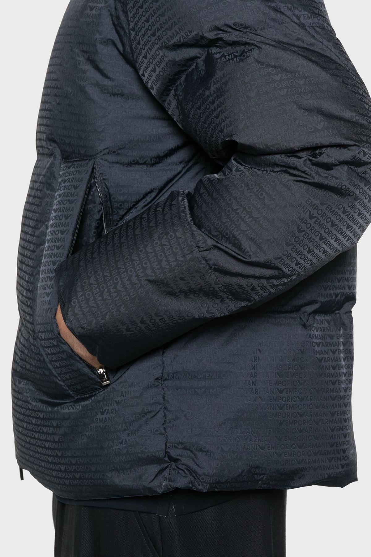 Emporio Armani Emporıo Armani Erkek Marka Logo Baskılı Kapüşonlu Uzun Kollu Lacivert Mont 6D1BC3 1NNXZ-0920