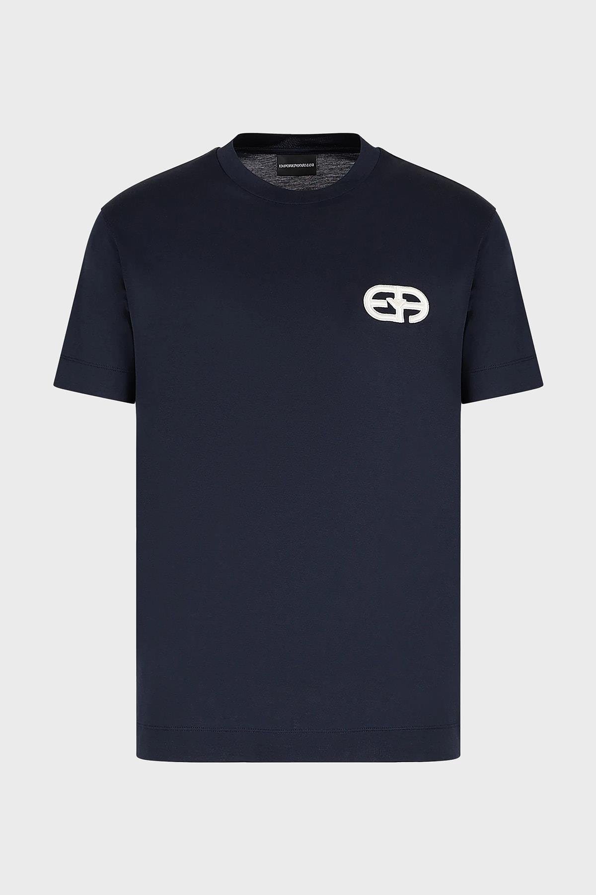 Emporio Armani Emporıo Armani Erkek Marka Logolu Kısa Kollu Polo Yaka Slim Lacivert T-Shirt 8N1TF5 1JUVZ-0920