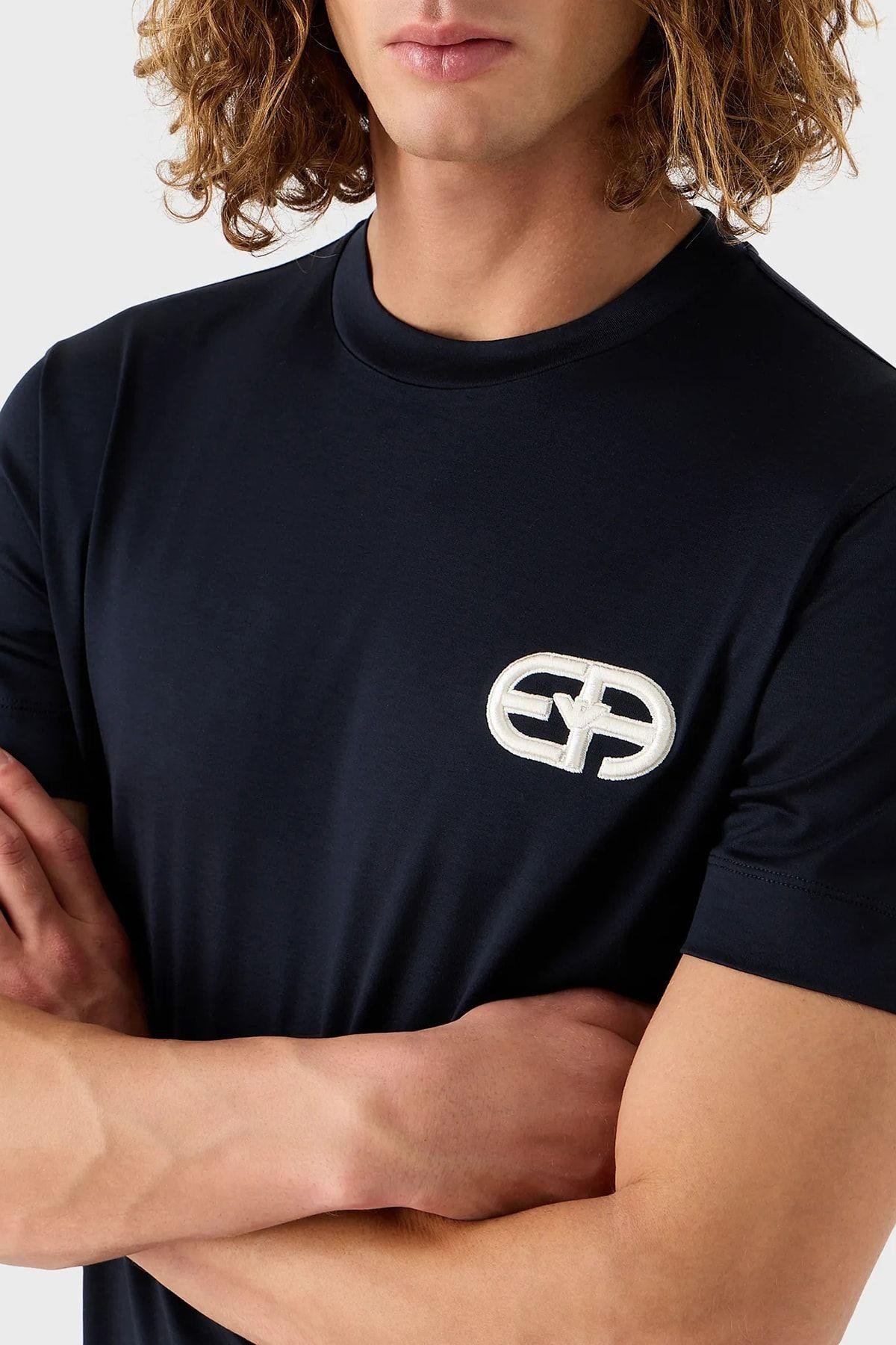 Emporio Armani Emporıo Armani Erkek Marka Logolu Kısa Kollu Polo Yaka Slim Lacivert T-Shirt 8N1TF5 1JUVZ-0920