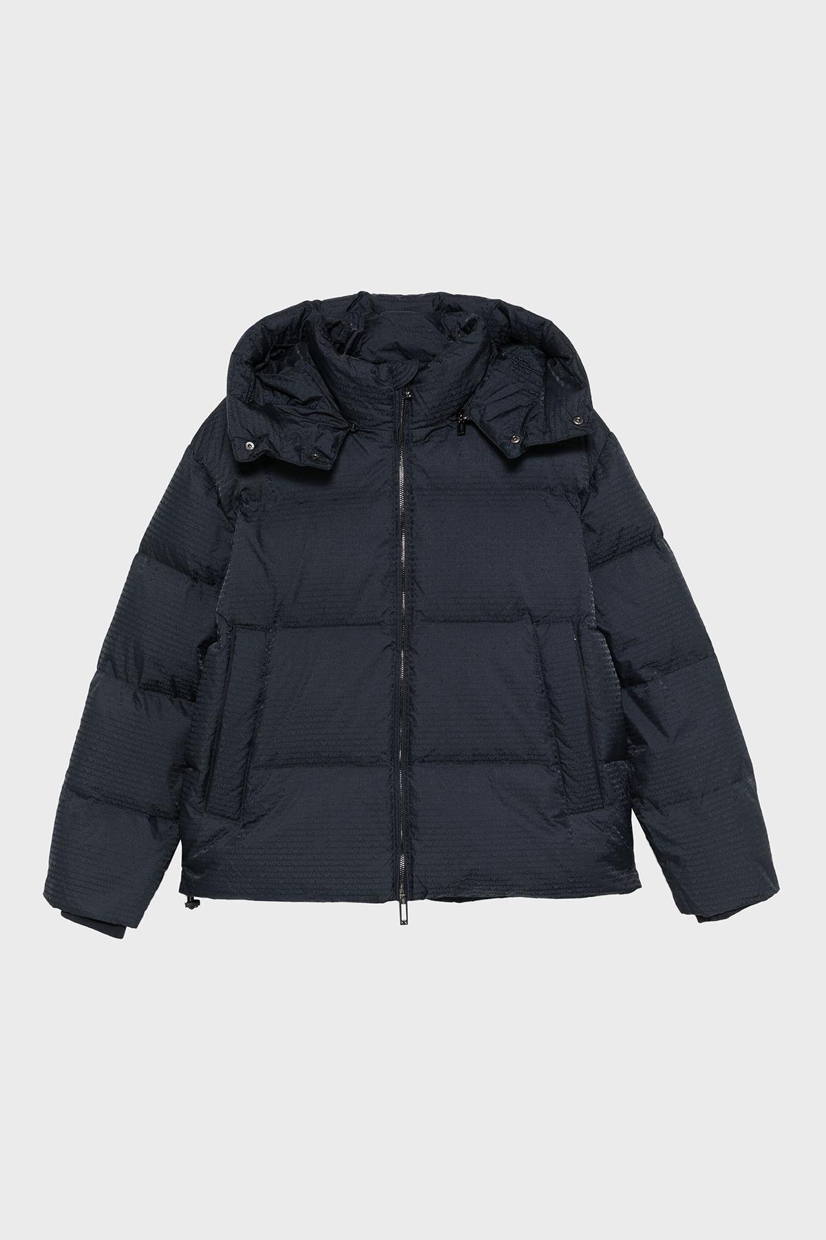 Emporio Armani Emporıo Armani Erkek Marka Logo Baskılı Kapüşonlu Uzun Kollu Lacivert Mont 6D1BC3 1NNXZ-0920