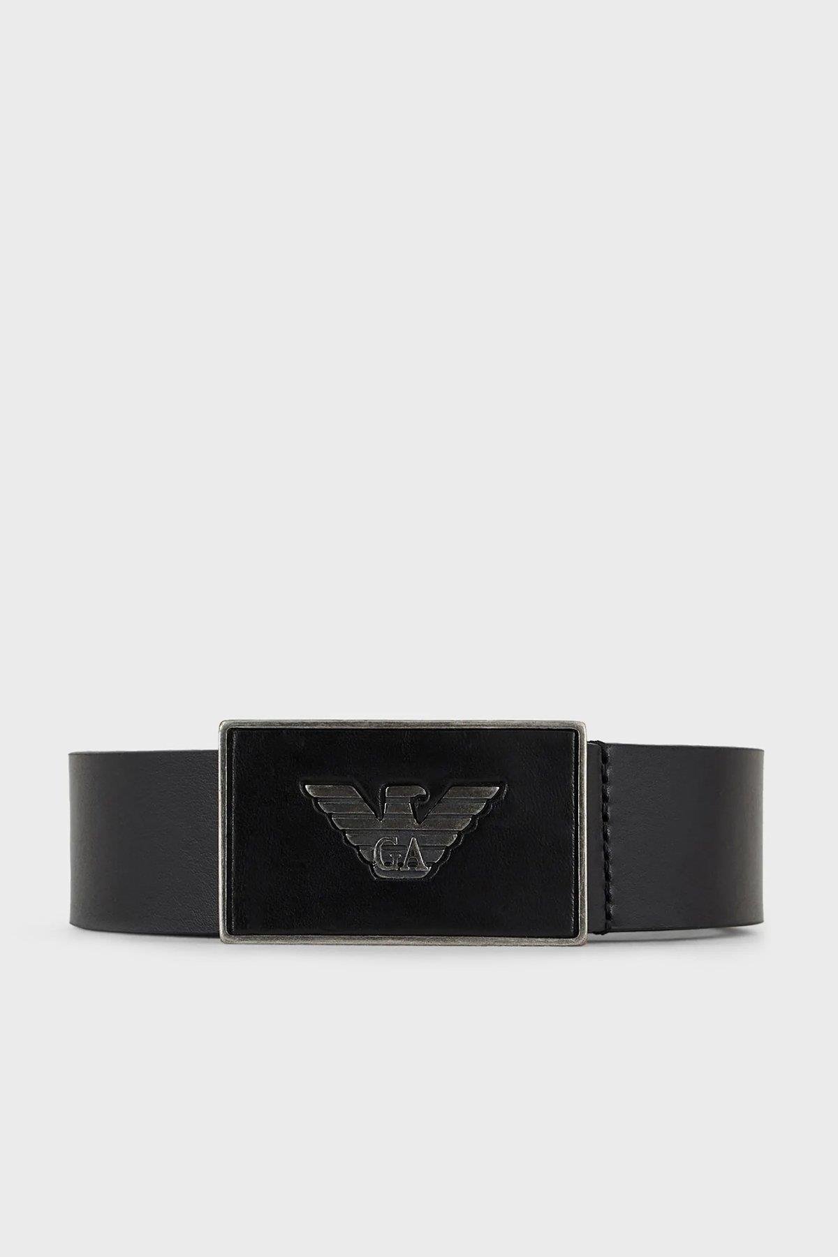 Emporio Armani Emporıo Armani Erkek Metal Toka Derili Marka Logolu Siyah Kemer Y4S196 YDC0G-001