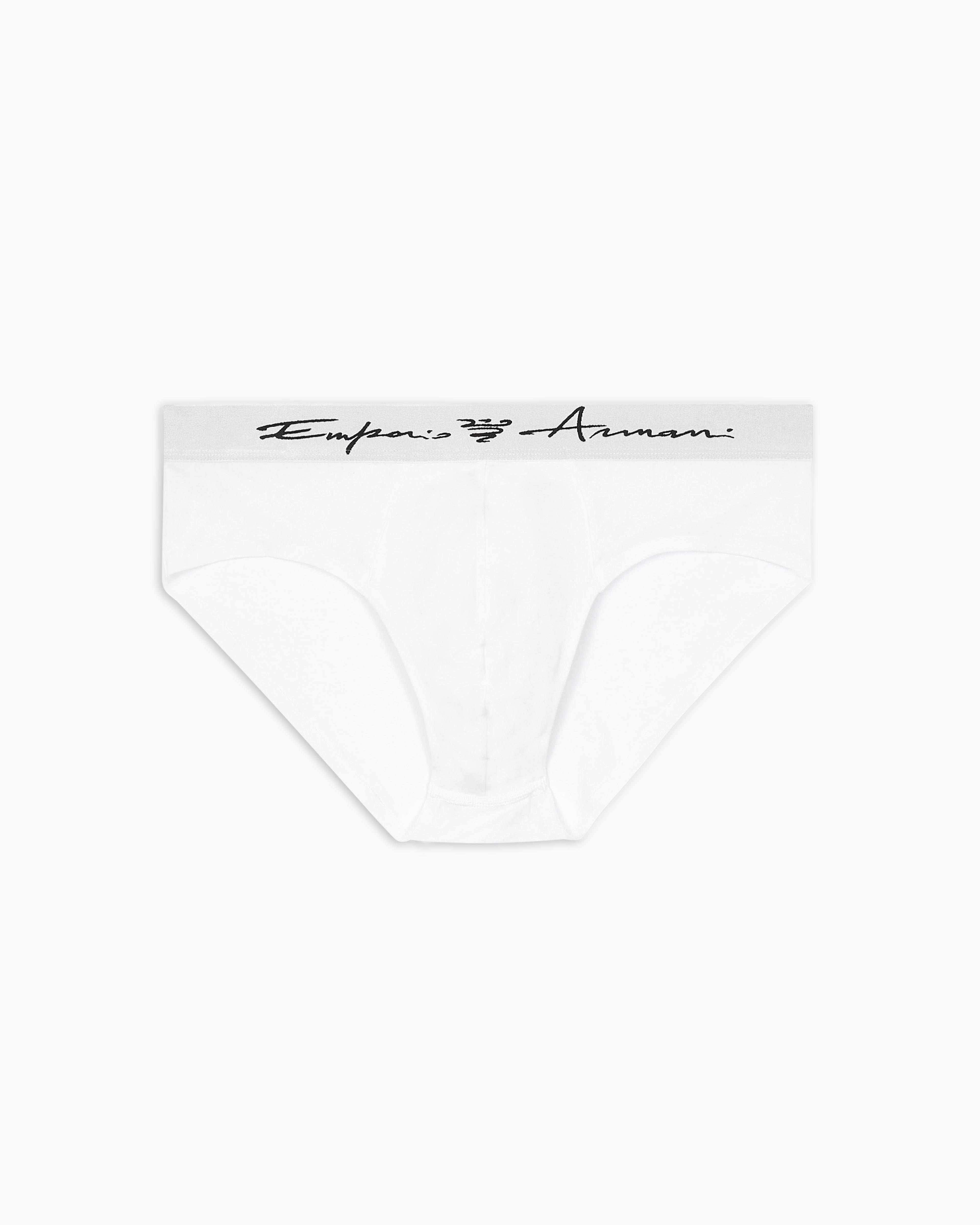 EMPORIO ARMANI Emporıo Armani Erkek Modal Kumaş Logolu Lastikli Bel Beyaz Külot EM000360 AF10783-U0002