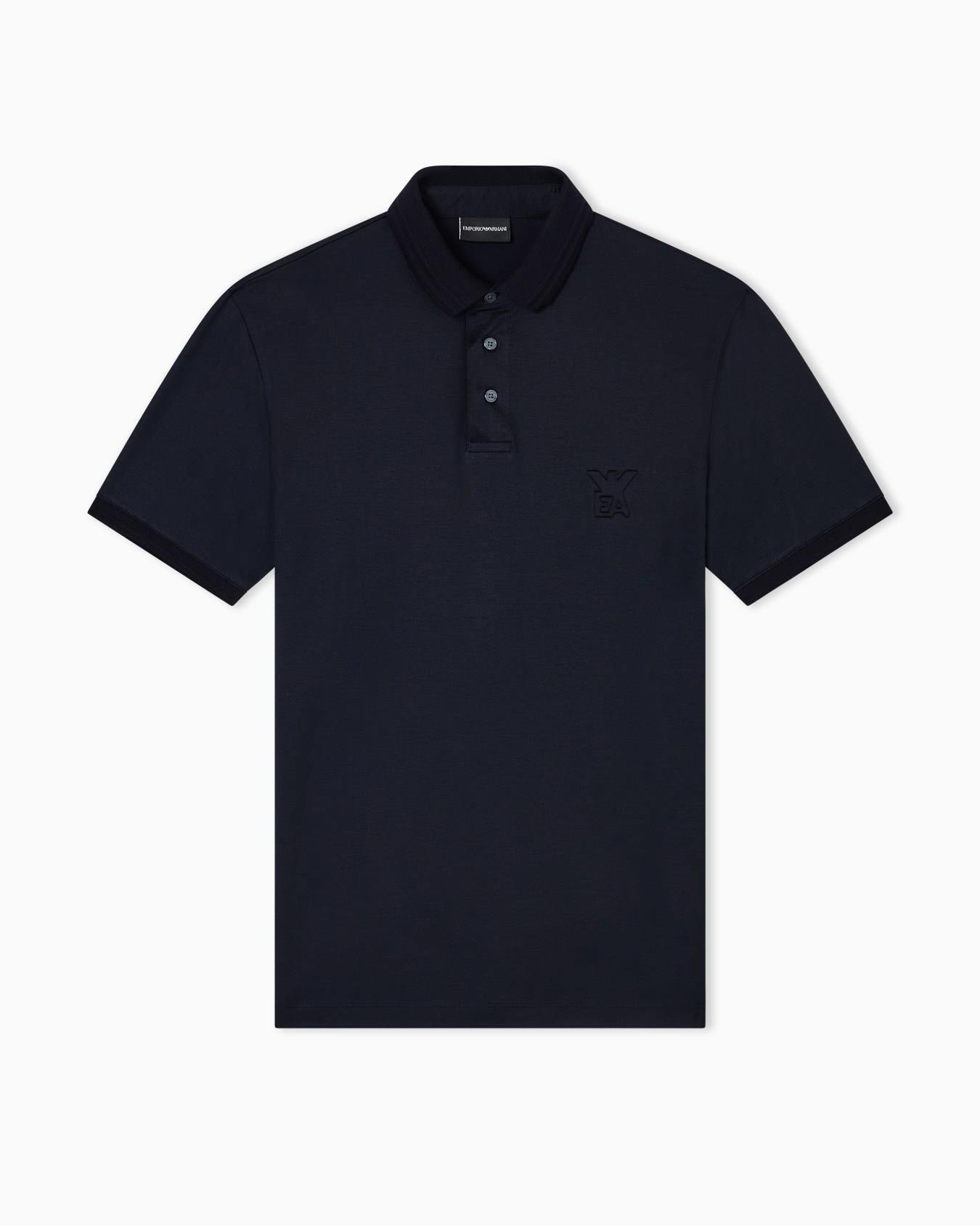 EMPORIO ARMANI Emporıo Armani Erkek Normal Kesim Pamuklu Kısa Kollu Lacivert Polo Yaka T-Shirt EM003002 AF10761-UB118