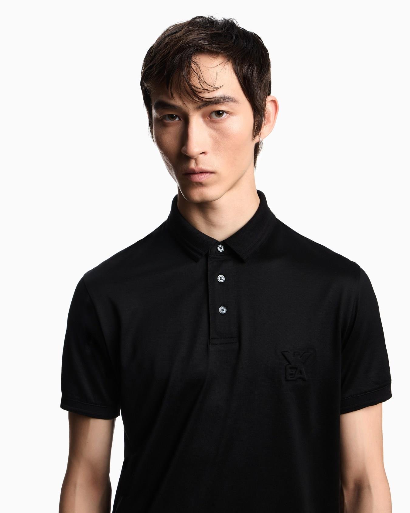 EMPORIO ARMANI Emporıo Armani Erkek Normal Kesim Pamuklu Kısa Kollu Siyah Polo Yaka T-Shirt EM003002 AF10761-U8120