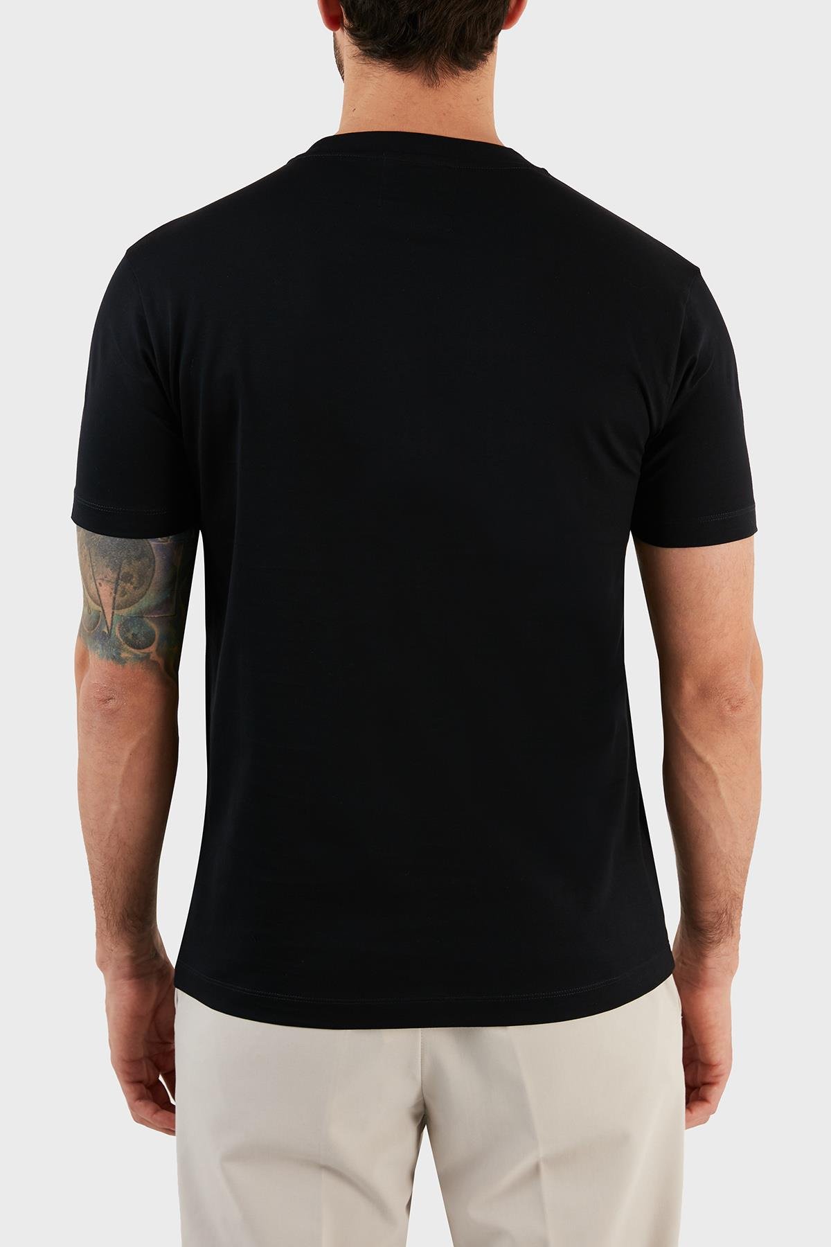 Emporio Armani Emporıo Armani Erkek Pamuklu Marka Logolu Yuvarlak Yaka Mavi T-Shirt 8N1TD2 1JGYZ-0975