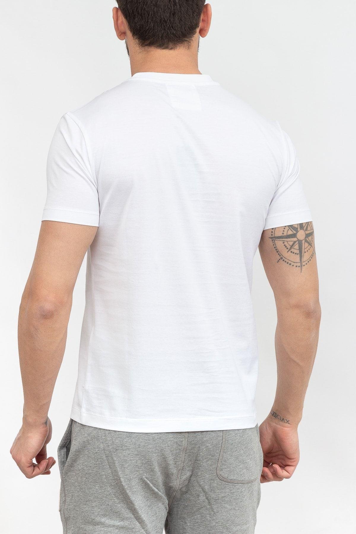 Emporio Armani Emporıo Armani Erkek Pamuklu Marka Logolu Yuvarlak Yaka Beyaz T-Shirt 8N1TD2 1JGYZ-0146