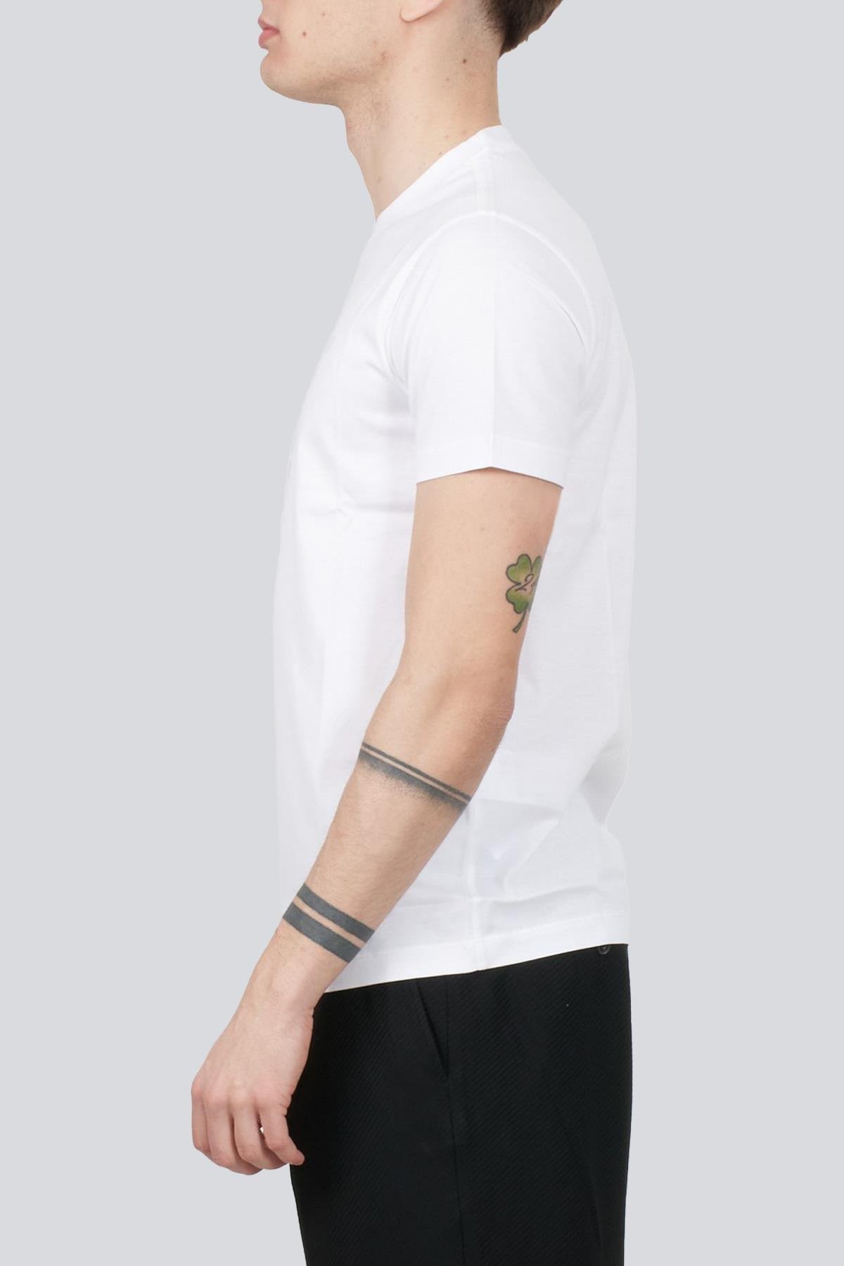 EMPORIO ARMANI Emporıo Armani Erkek Pamuklu Marka Logolu Yuvarlak Yaka Beyaz T-Shirt 8N1TD2 1JGYZ-0147