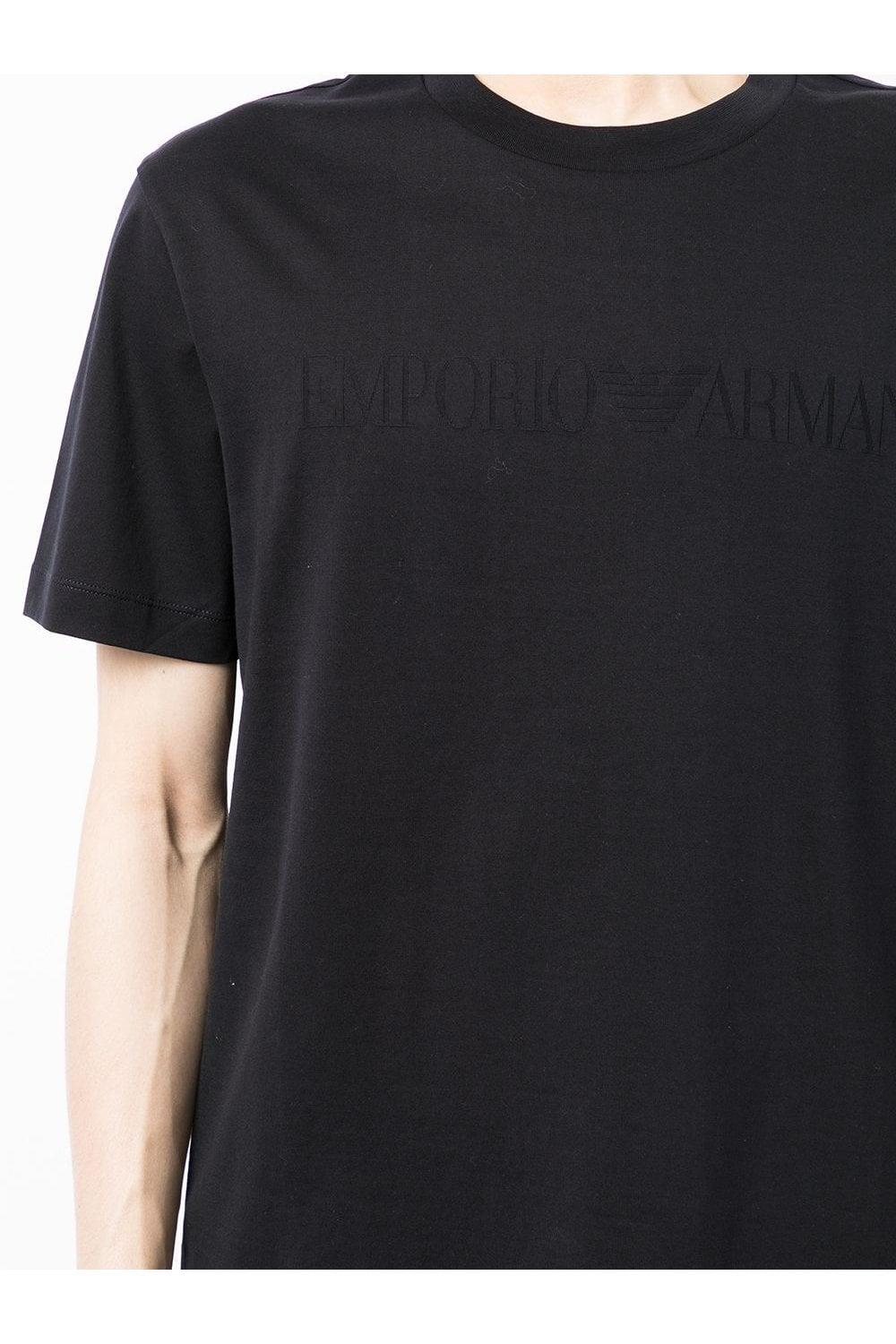 Emporio Armani Emporıo Armani Erkek Pamuklu Marka Logolu Yuvarlak Yaka Mavi T-Shirt 8N1TD2 1JGYZ-0974