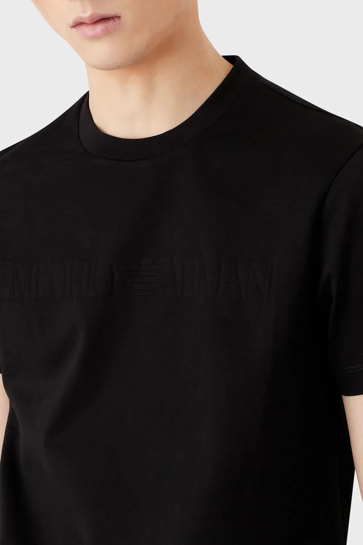 Emporio Armani Emporıo Armani Erkek Pamuklu Marka Logolu Yuvarlak Yaka Siyah T-Shirt 8N1TD2 1JGYZ-0021