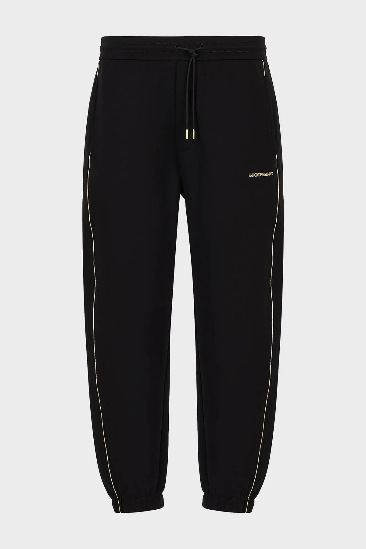 Emporio Armani Emporıo Armani Erkek Pamuklu Jersey Kumaş Marka Logolu Siyah Eşofman Altı 3R1PV0 1JHSZ-0999