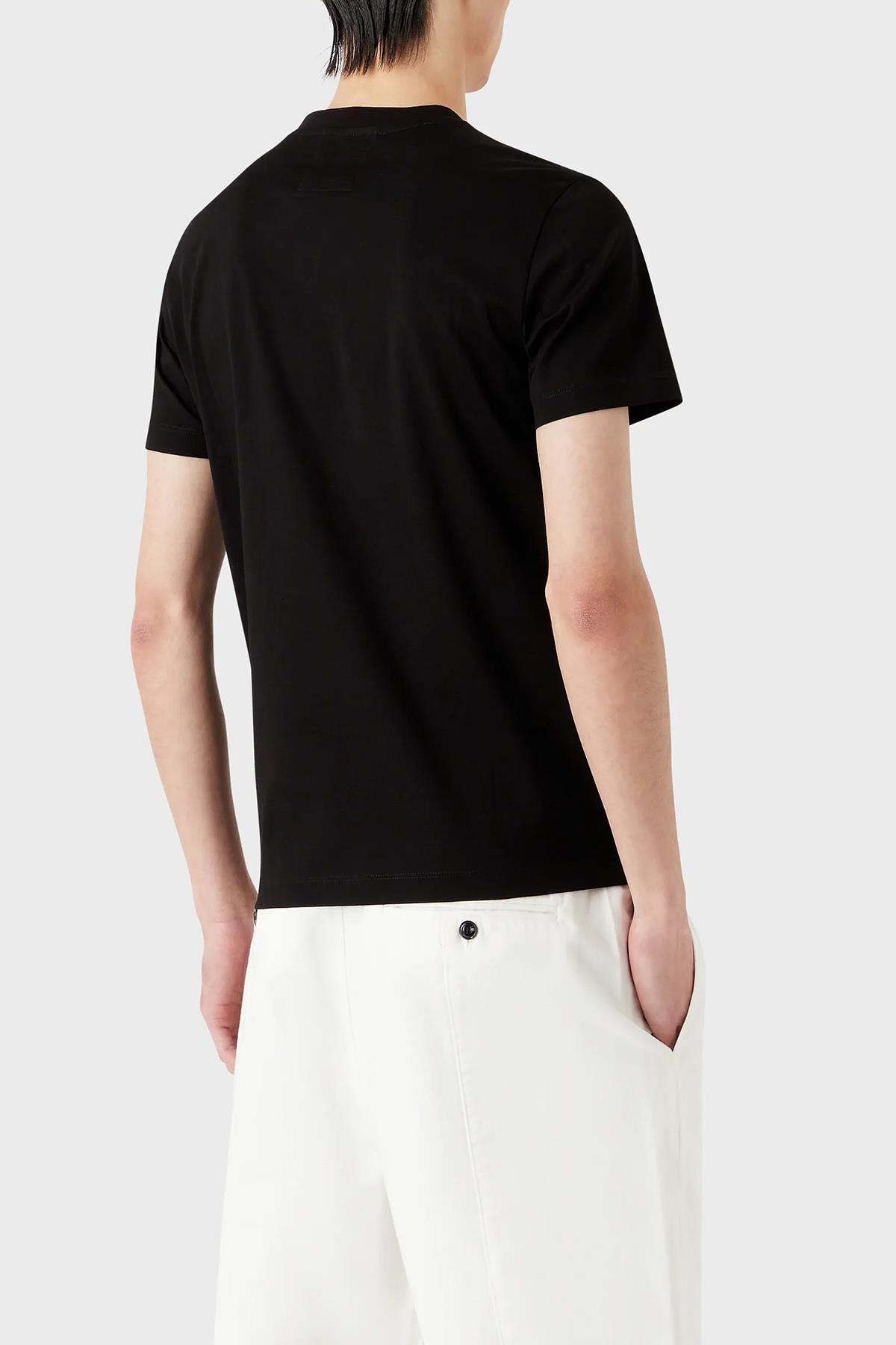 Emporio Armani Emporıo Armani Erkek Pamuklu Marka Logolu Yuvarlak Yaka Siyah T-Shirt 8N1TD2 1JGYZ-0021