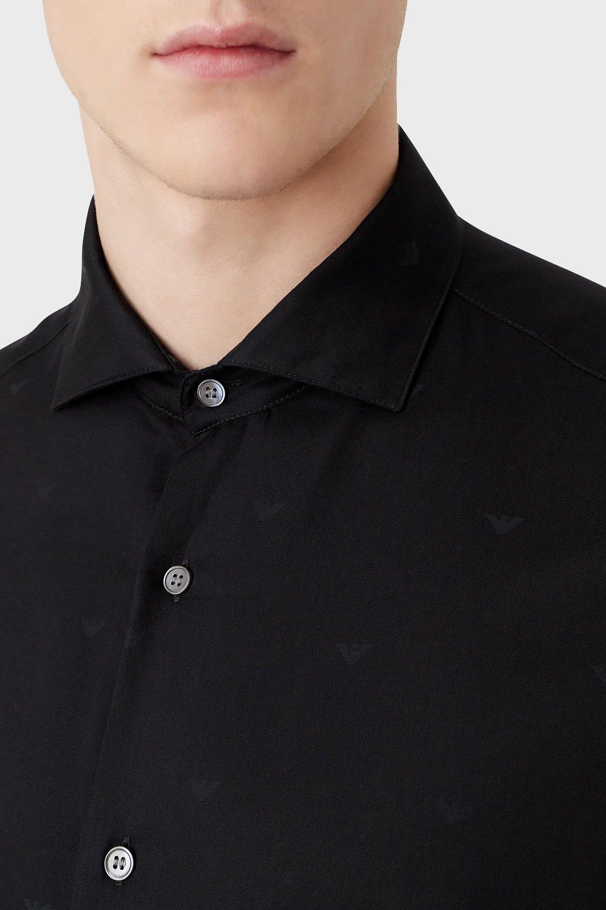 Emporio Armani Emporıo Armani Erkek Pamuklu Uzun Kollu  Günlük Siyah Gömlek 6L1C86 1NT9Z-F005