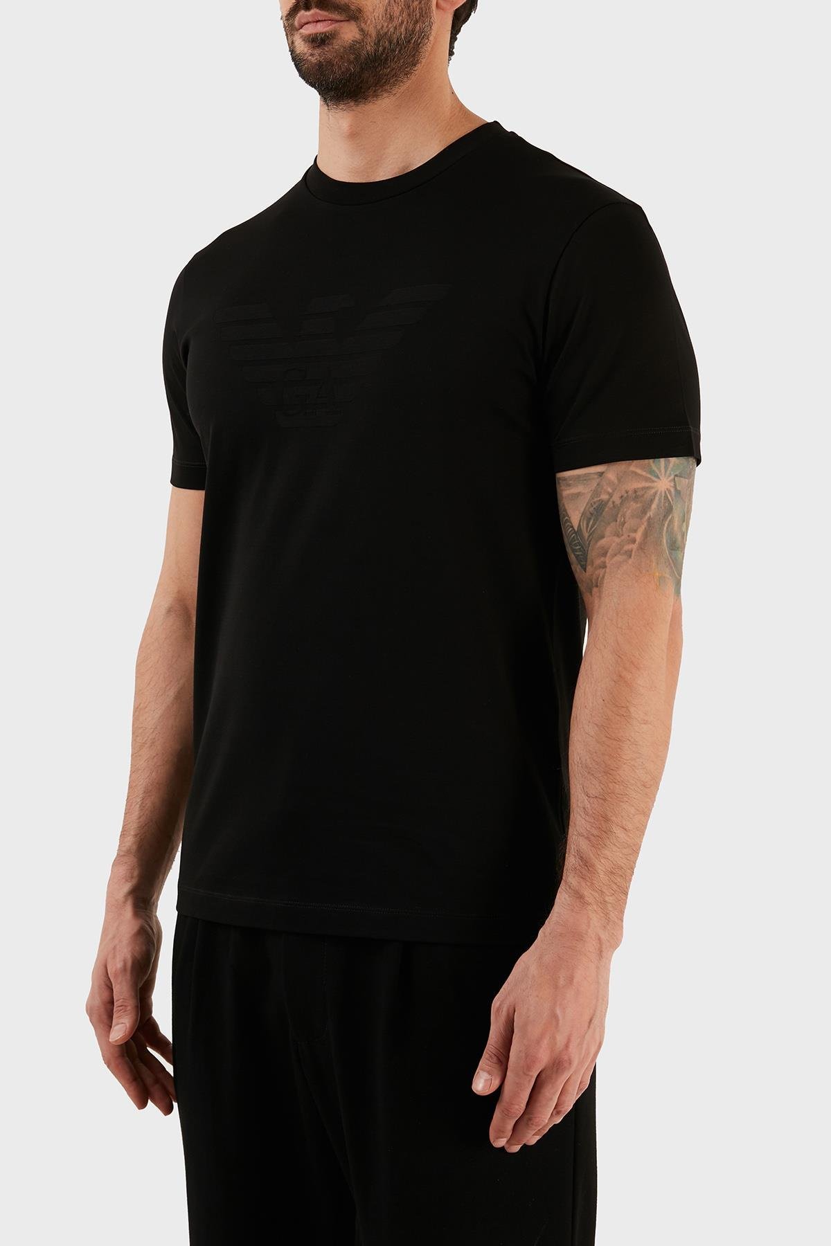 Emporio Armani Emporıo Armani Erkek Pamuklu Marka Logolu Yuvarlak Yaka Siyah T-Shirt 8N1TD2 1JGYZ-0022