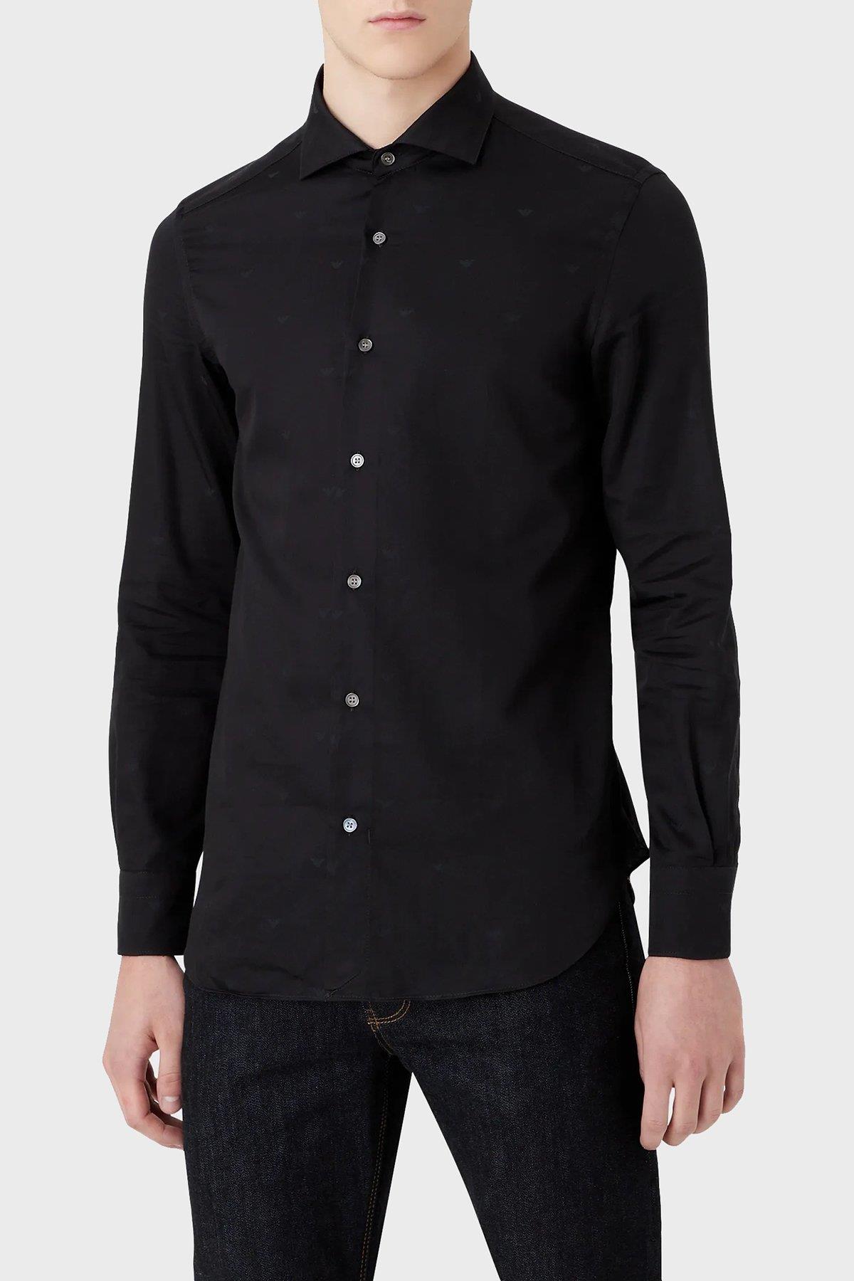 Emporio Armani Emporıo Armani Erkek Pamuklu Uzun Kollu  Günlük Siyah Gömlek 6L1C86 1NT9Z-F005