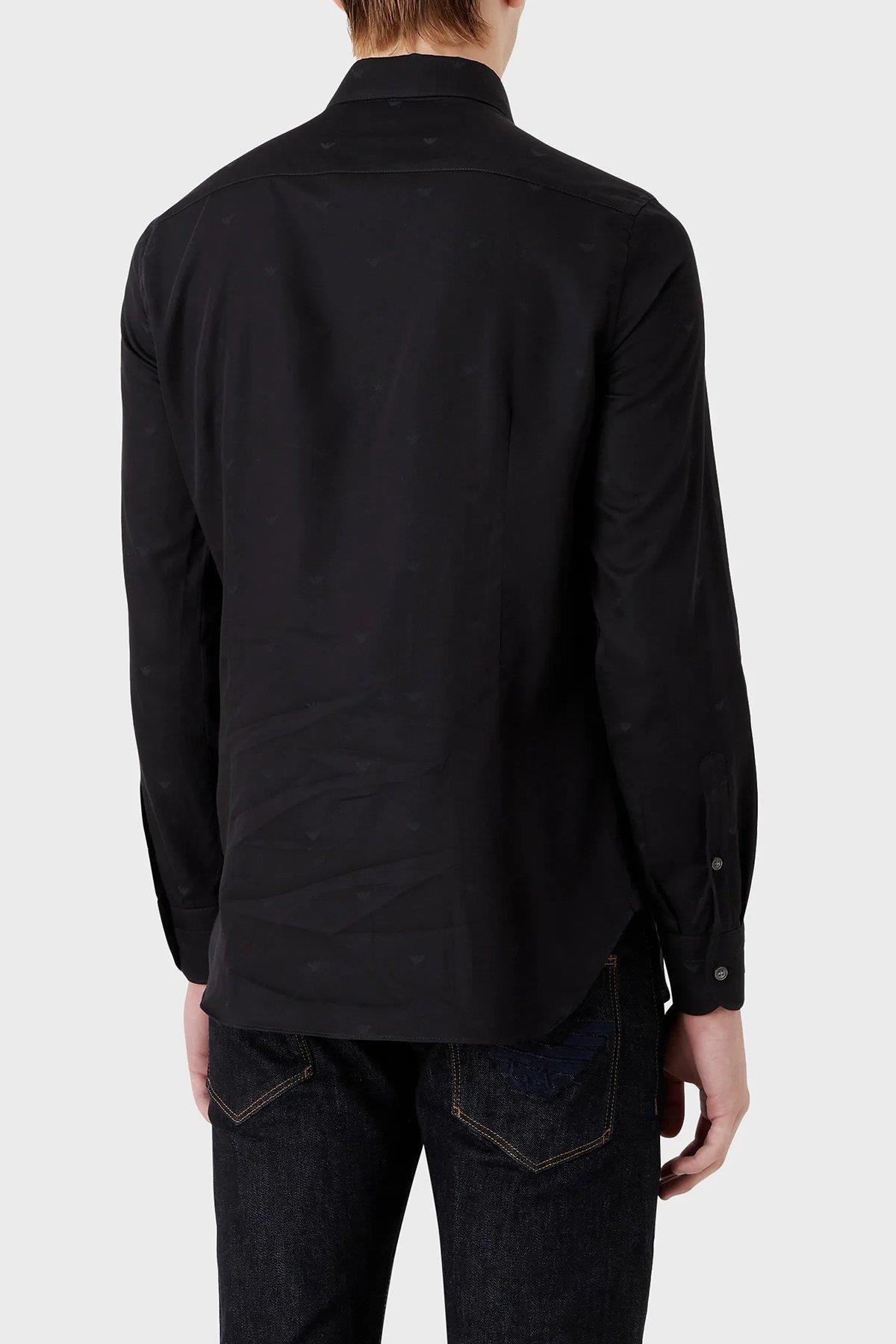 Emporio Armani Emporıo Armani Erkek Pamuklu Uzun Kollu  Günlük Siyah Gömlek 6L1C86 1NT9Z-F005