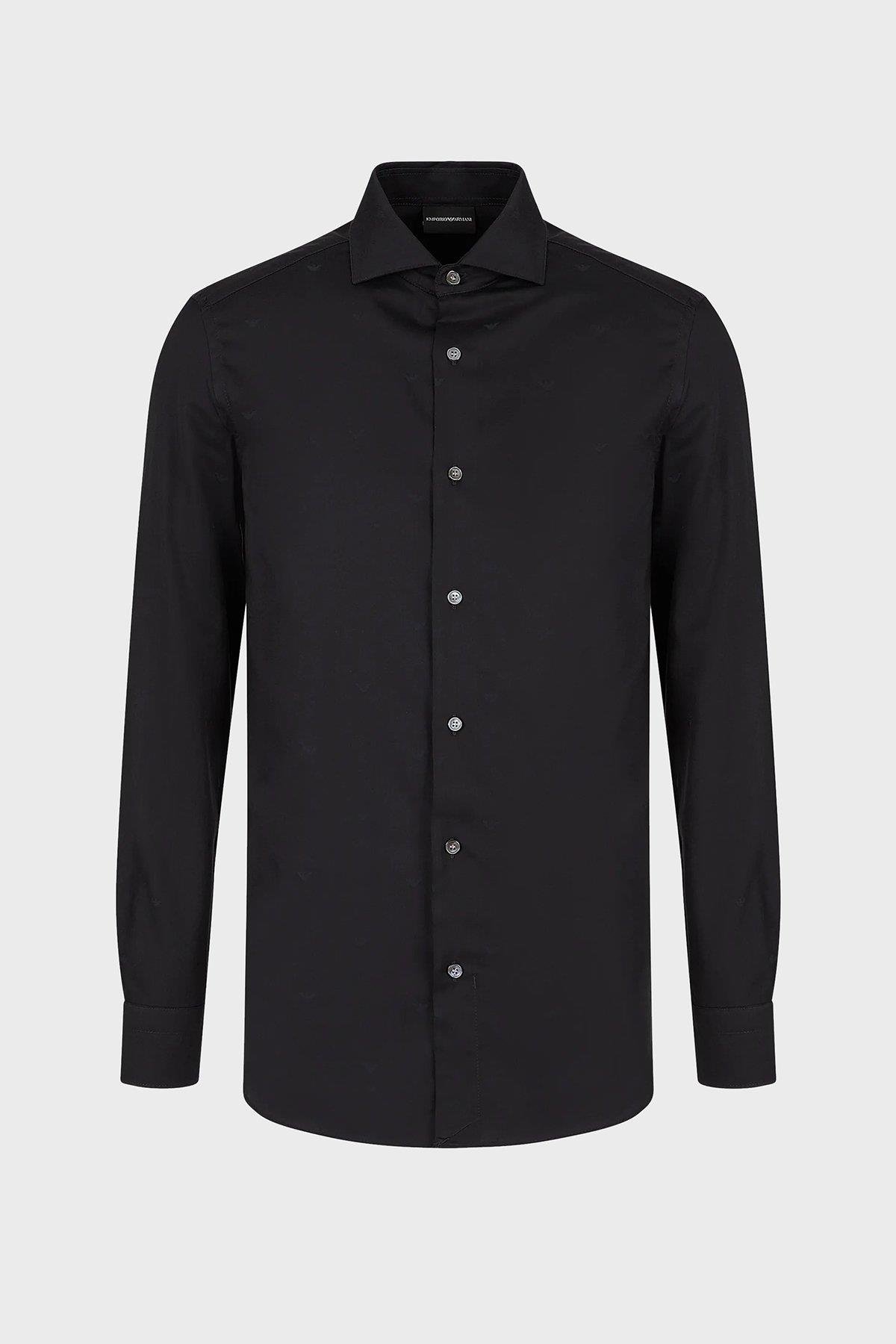 Emporio Armani Emporıo Armani Erkek Pamuklu Uzun Kollu  Günlük Siyah Gömlek 6L1C86 1NT9Z-F005