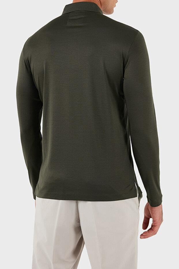 Emporio Armani Emporıo Armani Erkek Polo Yaka Uzun Kollu Pamuklu Rahat Kesim Yeşil Polo Yaka T-Shirt 8N1F97 1JUVZ-U8120