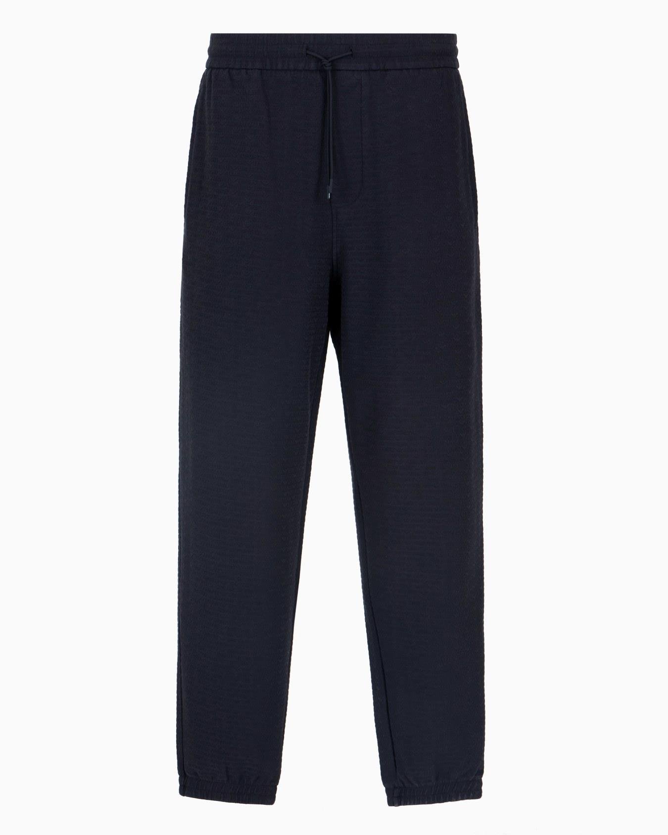 EMPORIO ARMANI Emporıo Armani Erkek Regular Fit Jakarlı Lastikli Bağcıklı Bel Lacivert Spor Eşofman Takımı EM001106 AF13700-UB118
