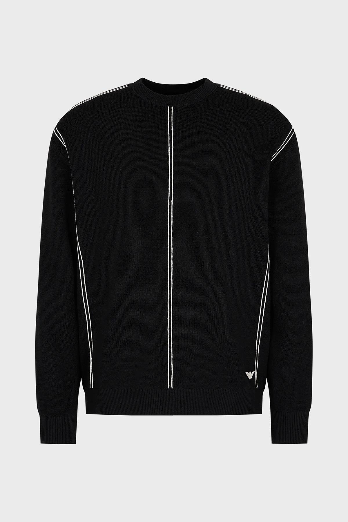 Emporio Armani Emporıo Armani Erkek Regular Fit Pamuklu Bisiklet Yaka Uzun Kollu Siyah Kazak 6R1MX3 1MOZZ-0999