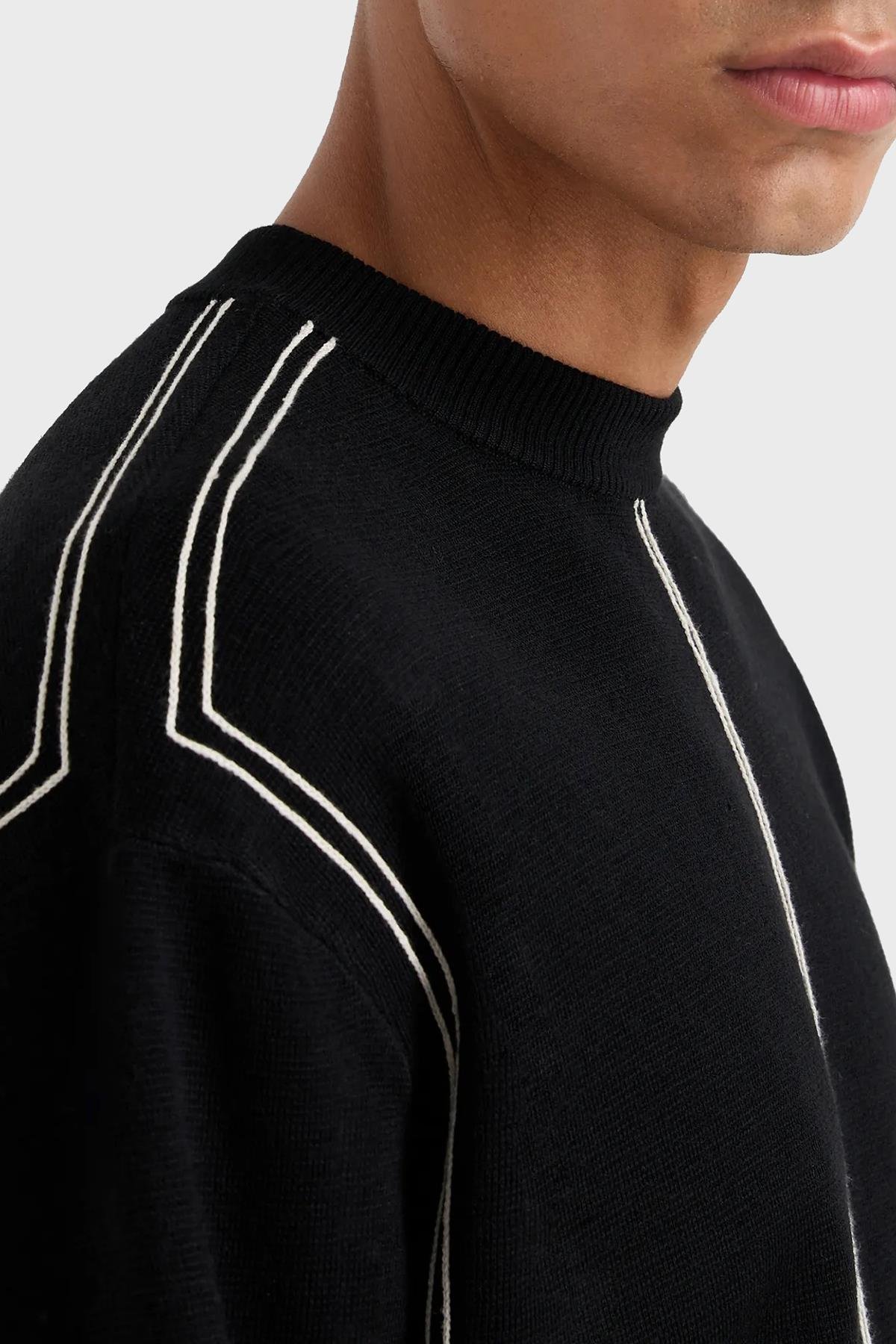 Emporio Armani Emporıo Armani Erkek Regular Fit Pamuklu Bisiklet Yaka Uzun Kollu Siyah Kazak 6R1MX3 1MOZZ-0999