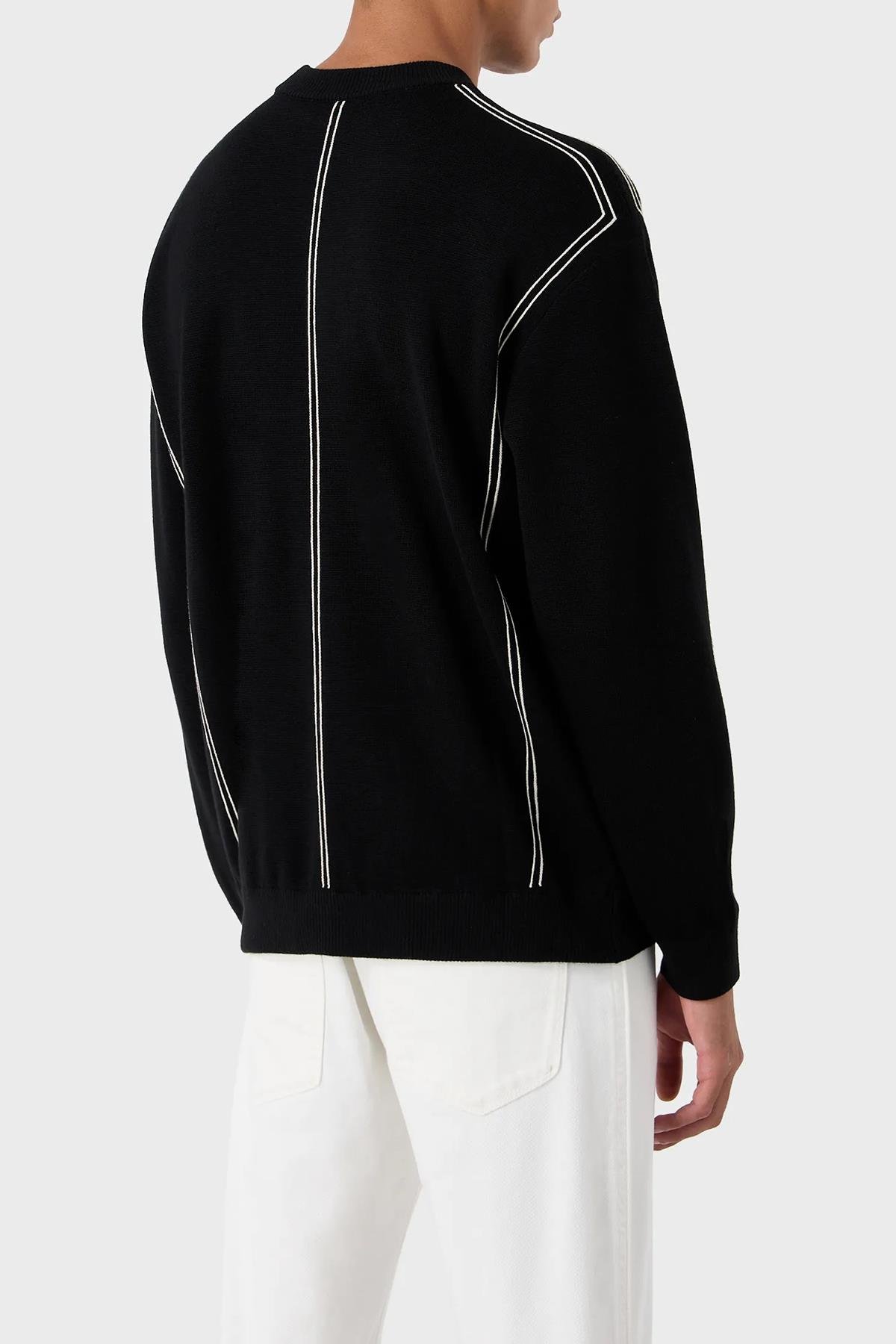 Emporio Armani Emporıo Armani Erkek Regular Fit Pamuklu Bisiklet Yaka Uzun Kollu Siyah Kazak 6R1MX3 1MOZZ-0999