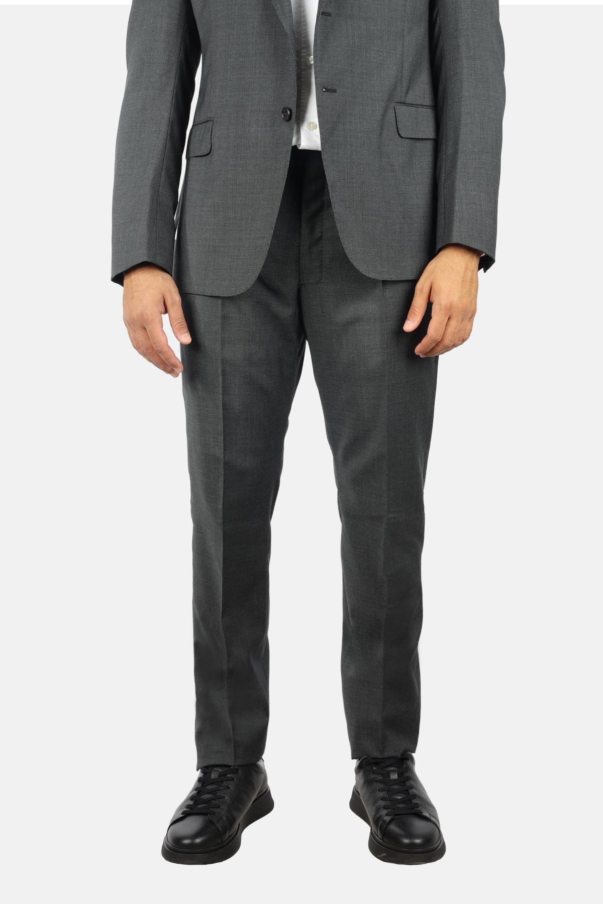 Emporio Armani Emporıo Armani Erkek Regular Fit Düz Kesim Mikro Desenli Saf Yün Gri Takım Elbise EM000098 TE16852-F8076