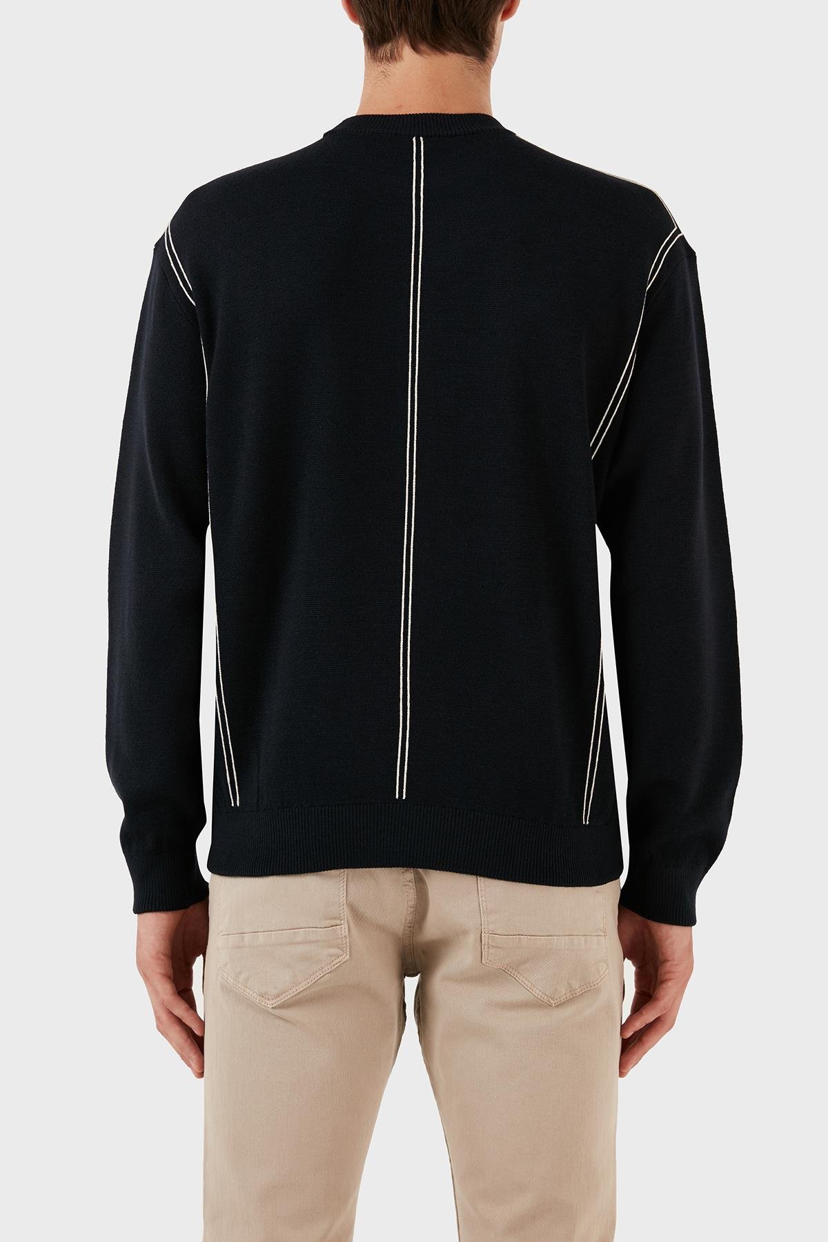 Emporio Armani Emporıo Armani Erkek Regular Fit Pamuklu Bisiklet Yaka Uzun Kollu Lacivert Kazak 6R1MX3 1MOZZ-0920