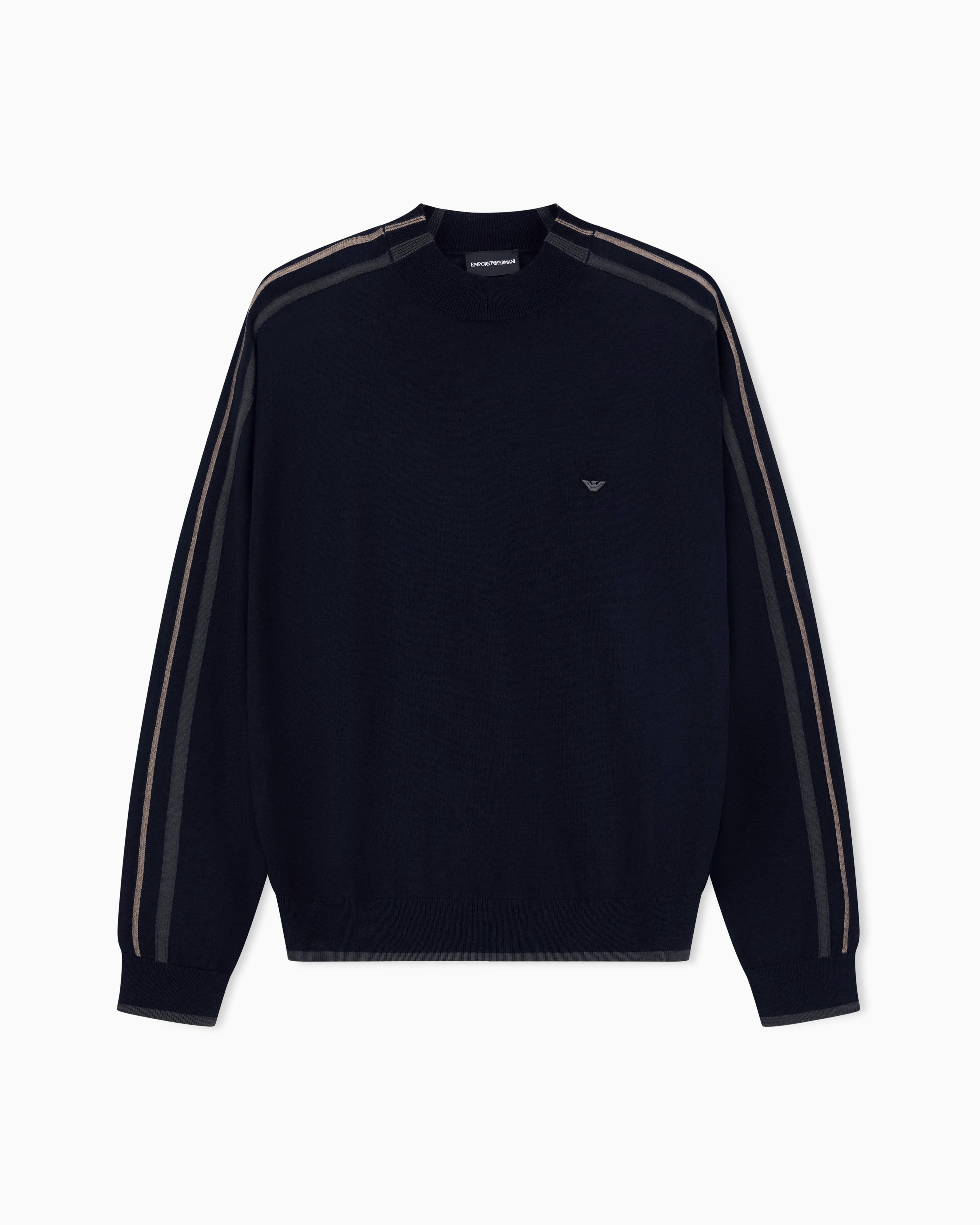 EMPORIO ARMANI Emporıo Armani Erkek Regular Fit Yuvarlak Yakalı Kartal Logolu Uzun Kollu Lacivert Kazak EM002423 AF14199-FB070