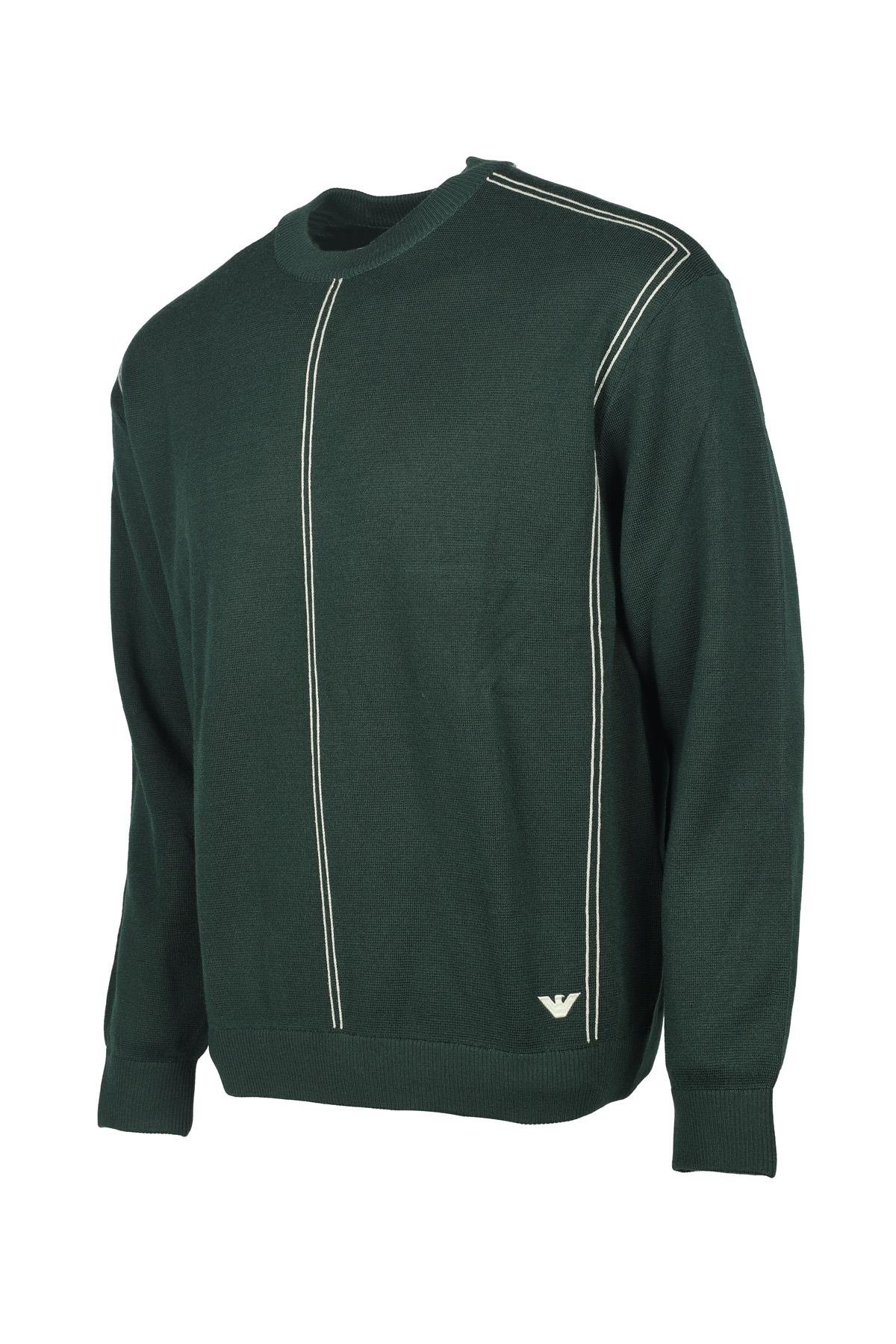 Emporio Armani Emporıo Armani Erkek Regular Fit Pamuklu Bisiklet Yaka Uzun Kollu Yeşil Kazak 6R1MX3 1MOZZ-0565