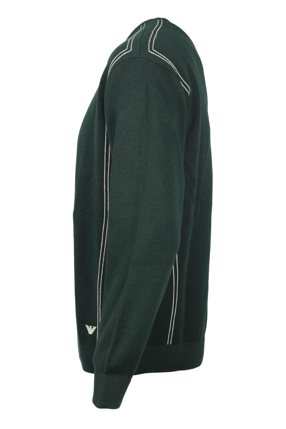 Emporio Armani Emporıo Armani Erkek Regular Fit Pamuklu Bisiklet Yaka Uzun Kollu Yeşil Kazak 6R1MX3 1MOZZ-0565